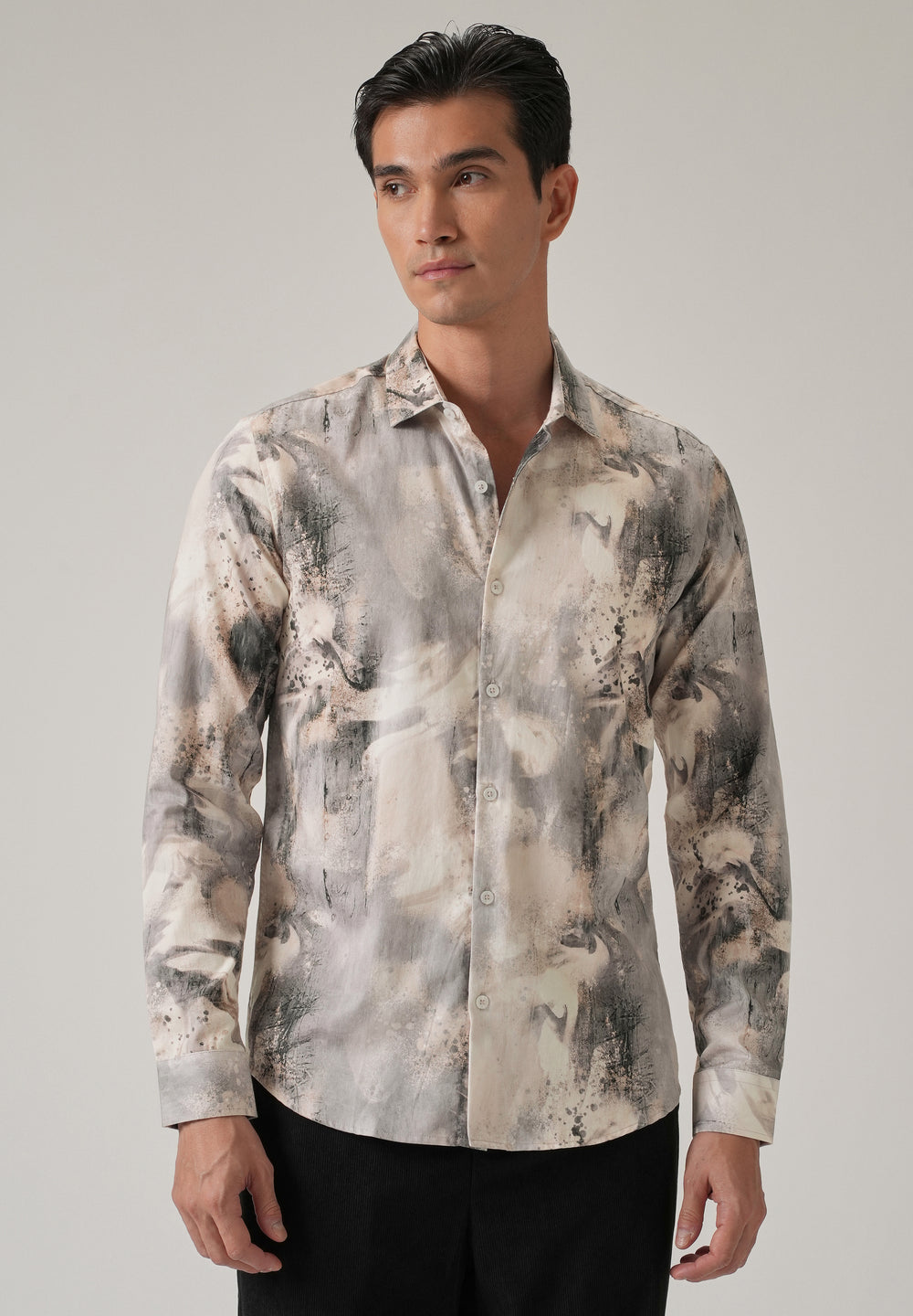 Beige Abstract Print Shirt