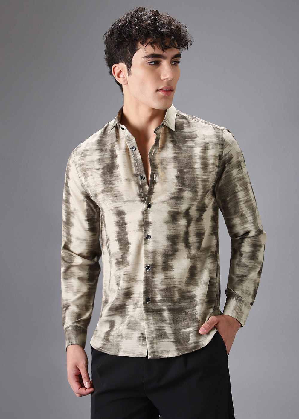 Beige Abstract Printed Shirt