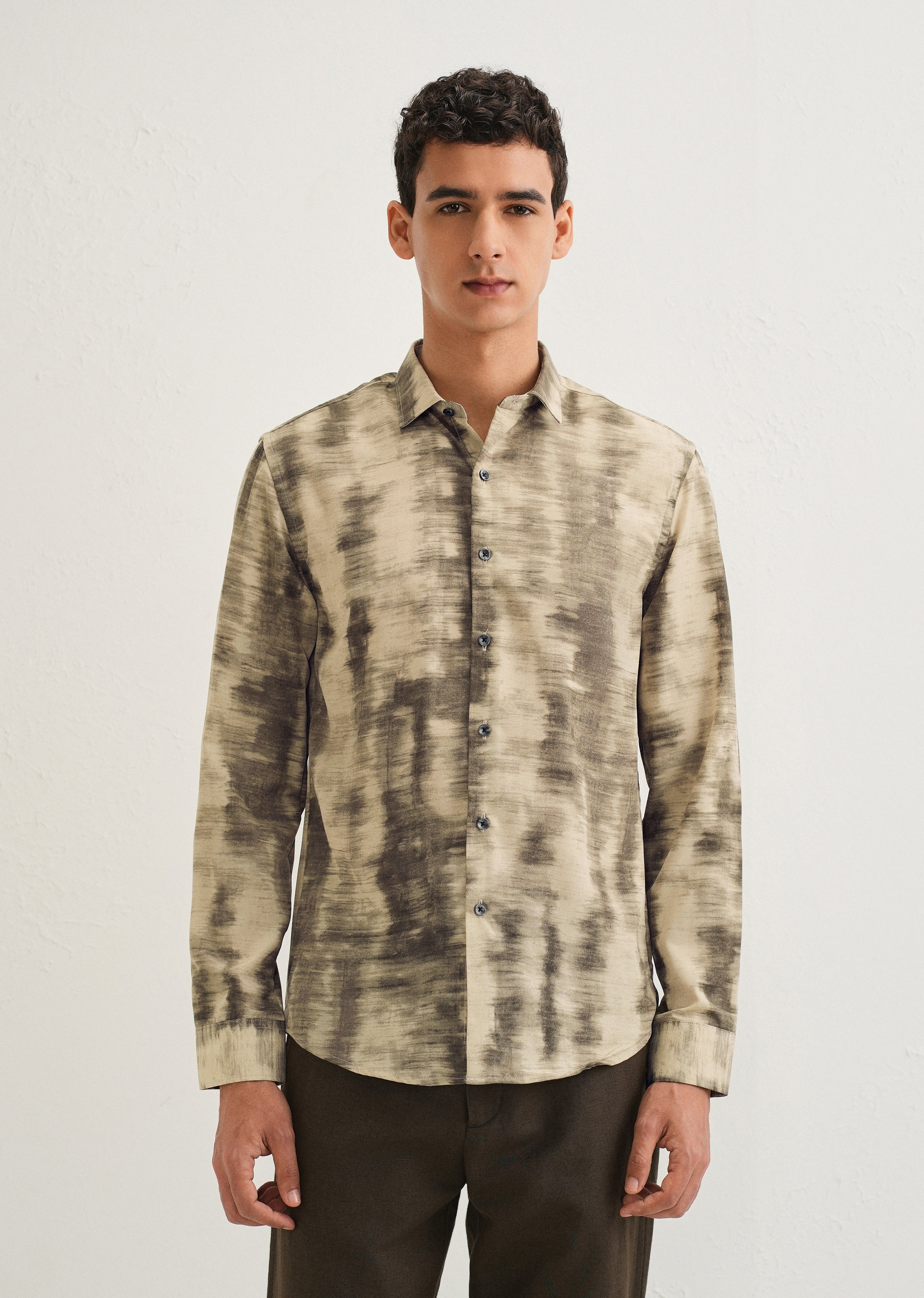 Beige Abstract Printed Shirt