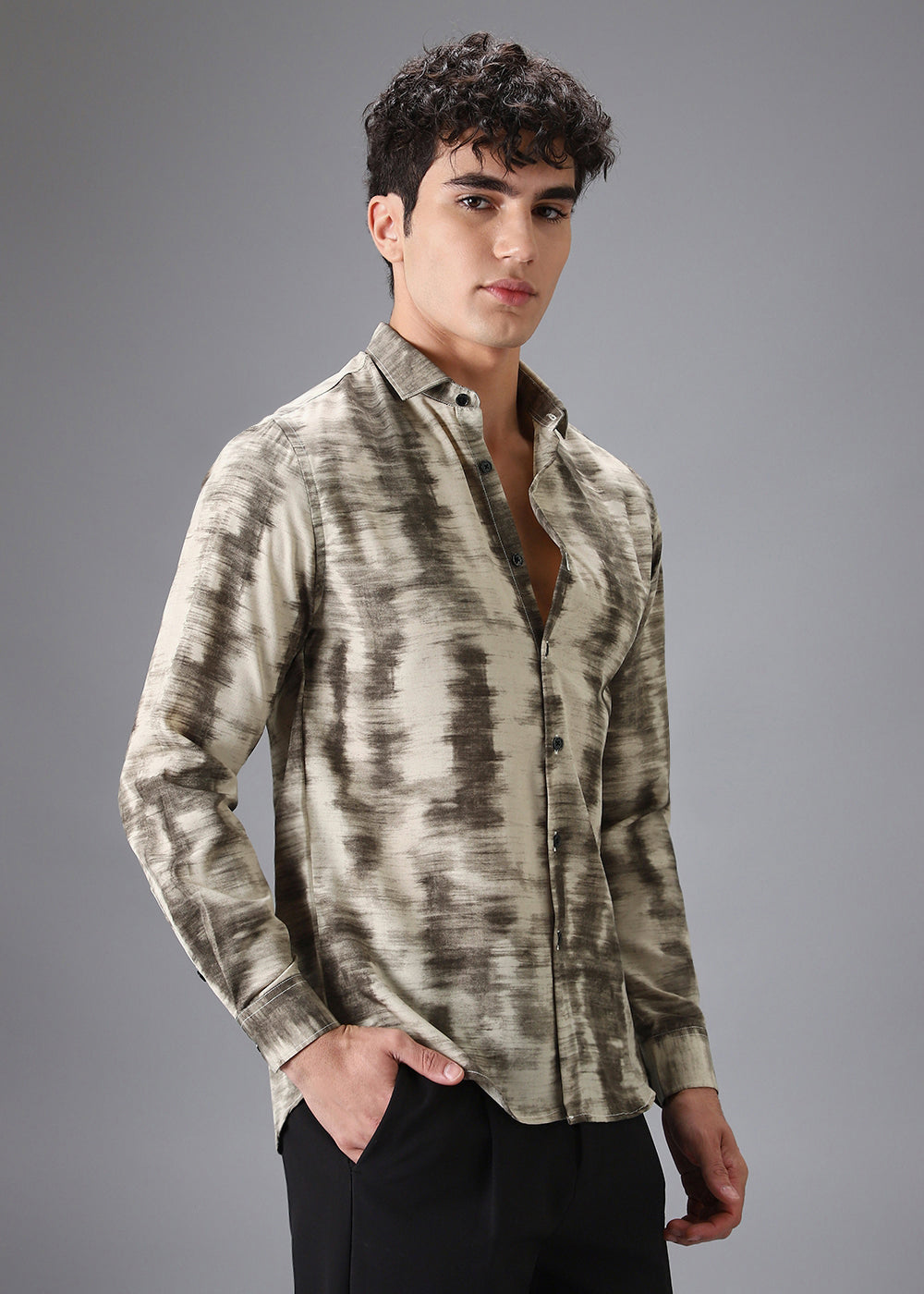 Beige Abstract Printed Shirt