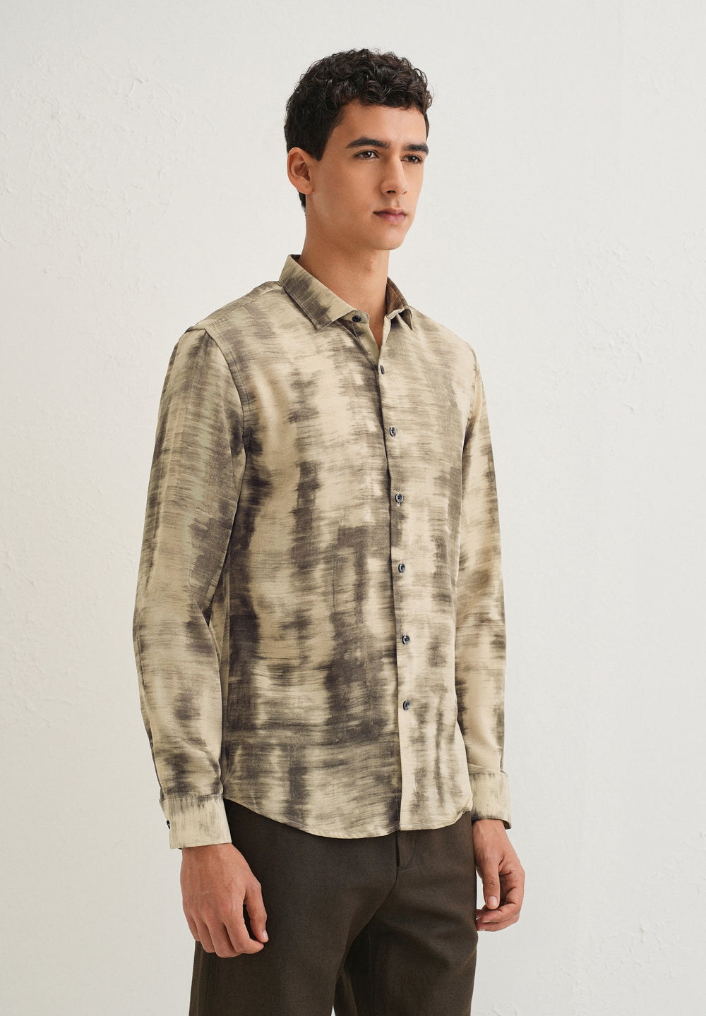 Beige Abstract Printed Shirt