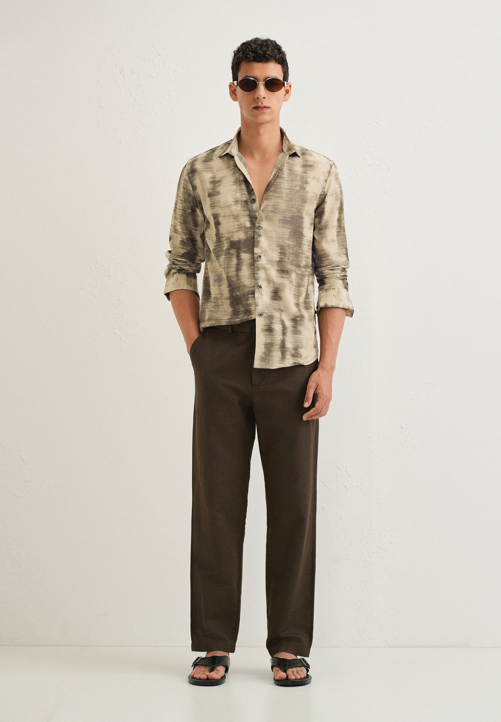 Beige Abstract Printed Shirt