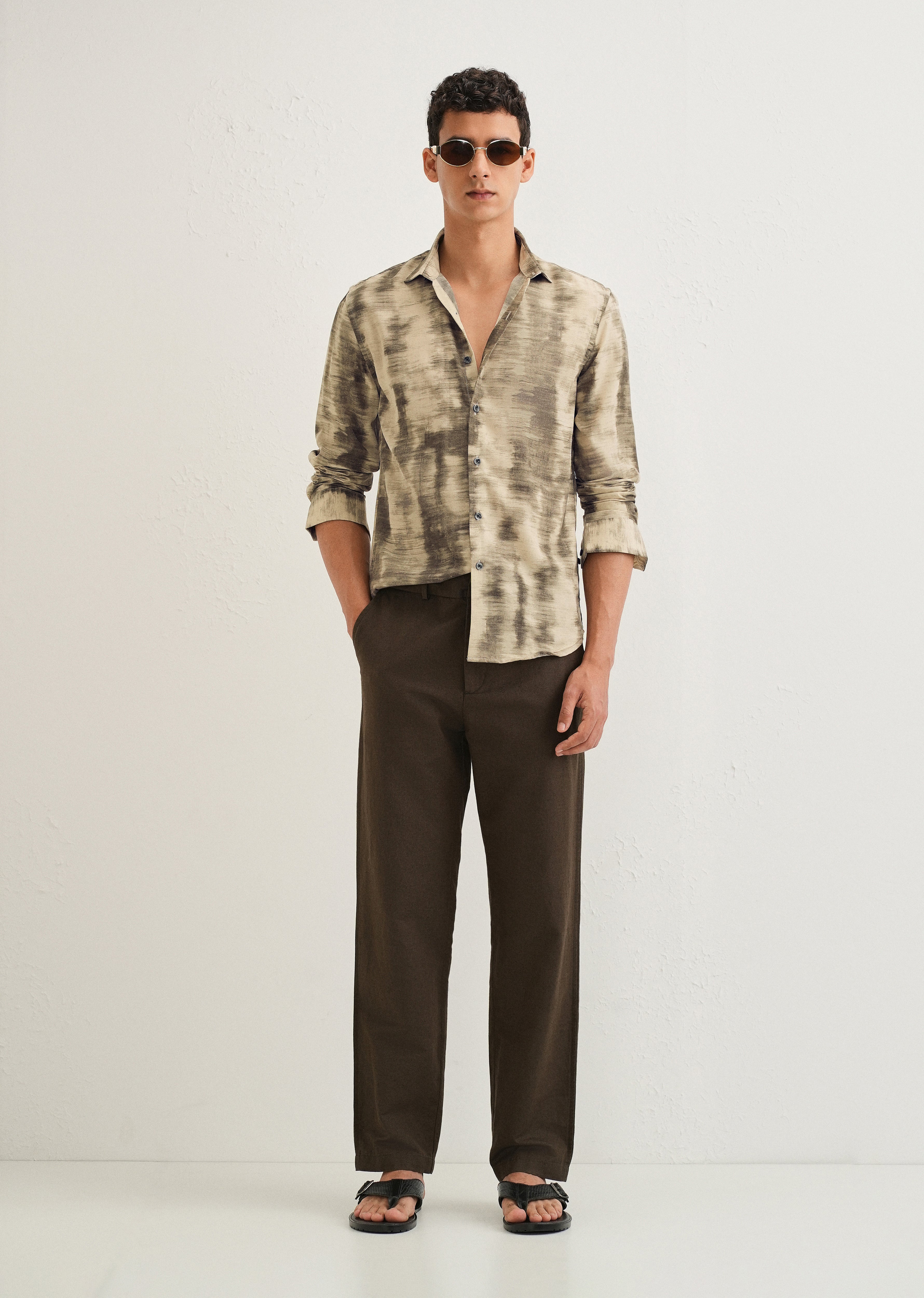 Beige Abstract Printed Shirt