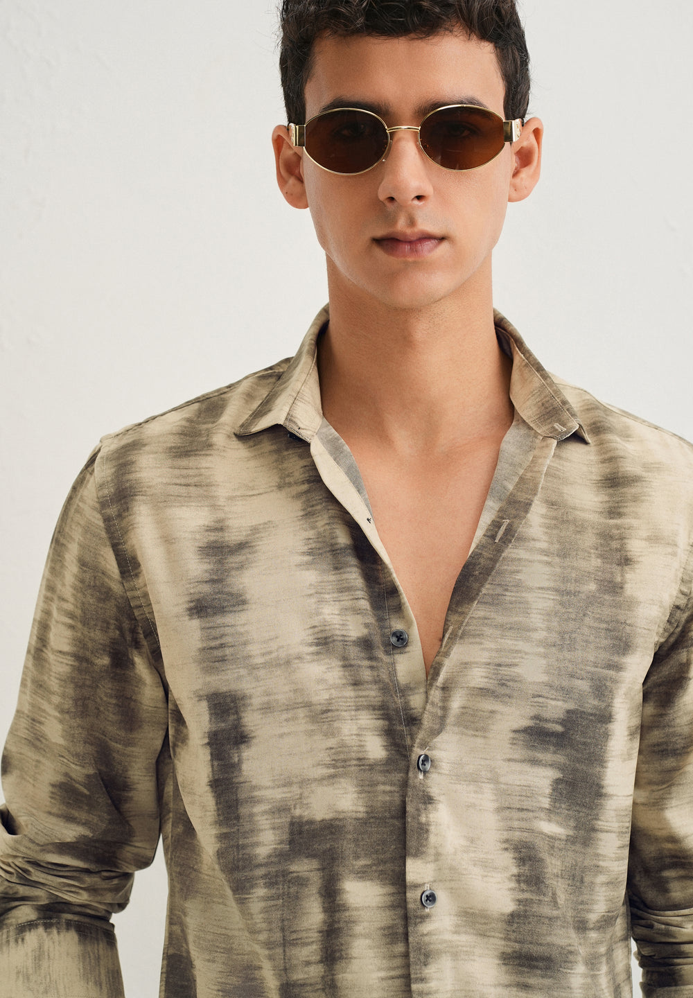 Beige Abstract Printed Shirt