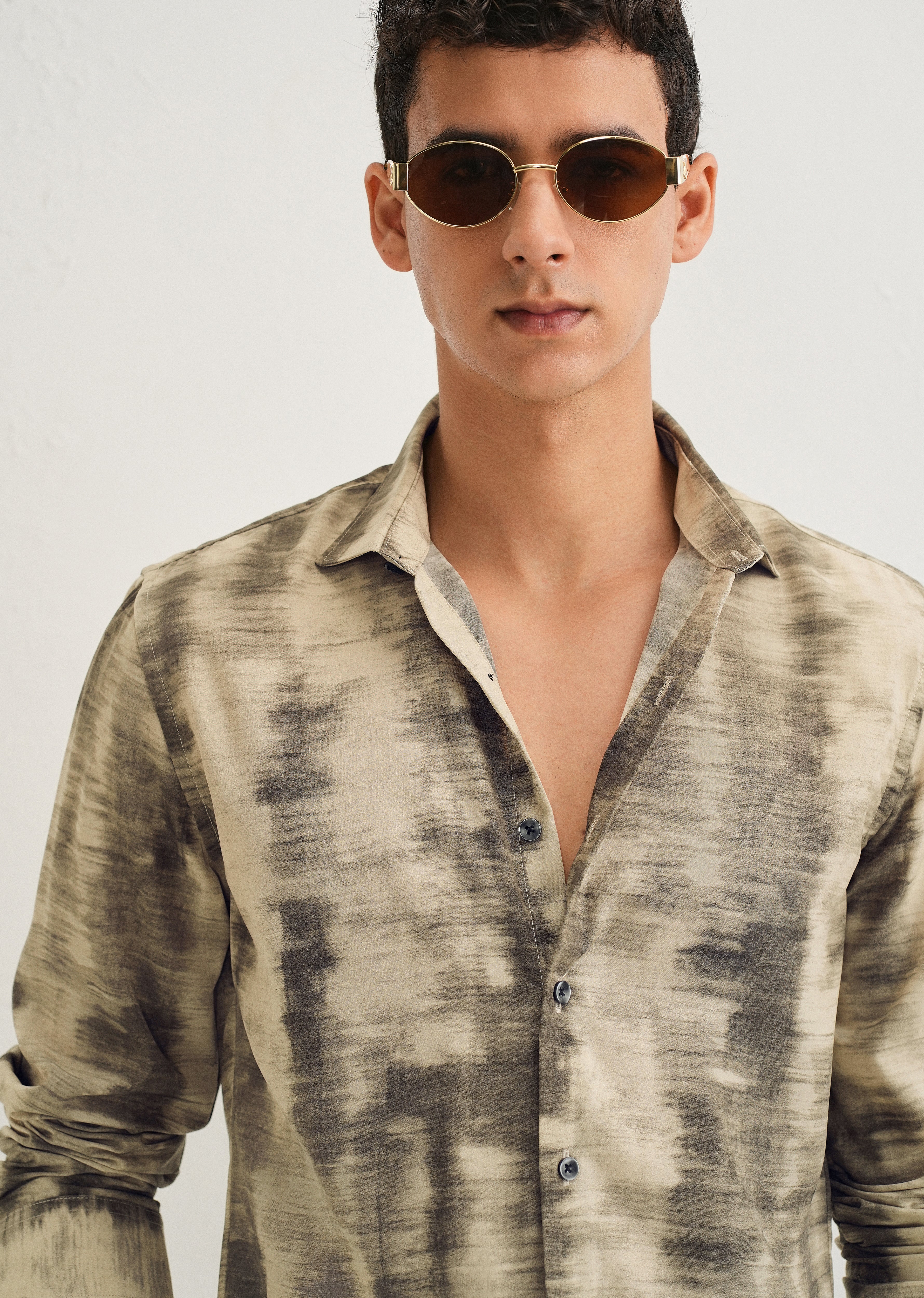 Beige Abstract Printed Shirt