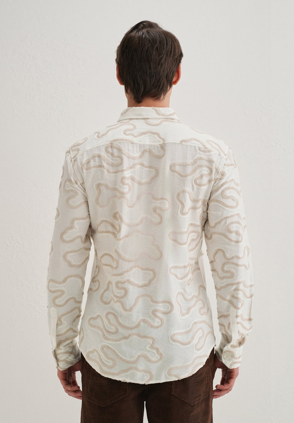 Beige Artistic Abstract Embroidery Shirt