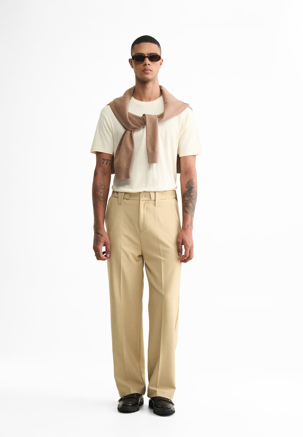 Beige Back Elastic Relaxed Fit Trouser