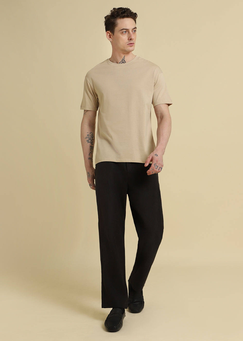 Beige Basic Regular Fit T-shirt