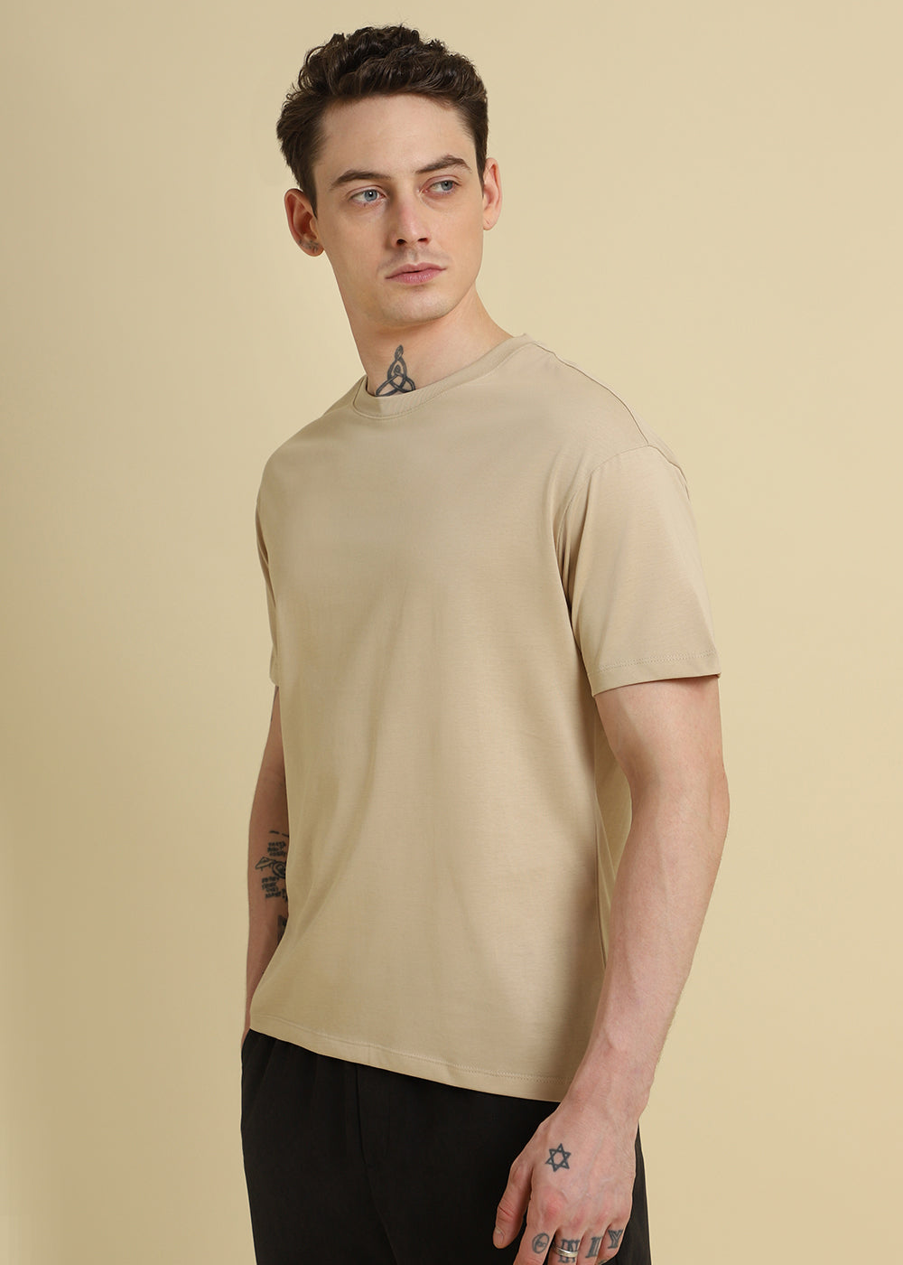 Beige Basic Regular Fit T-shirt