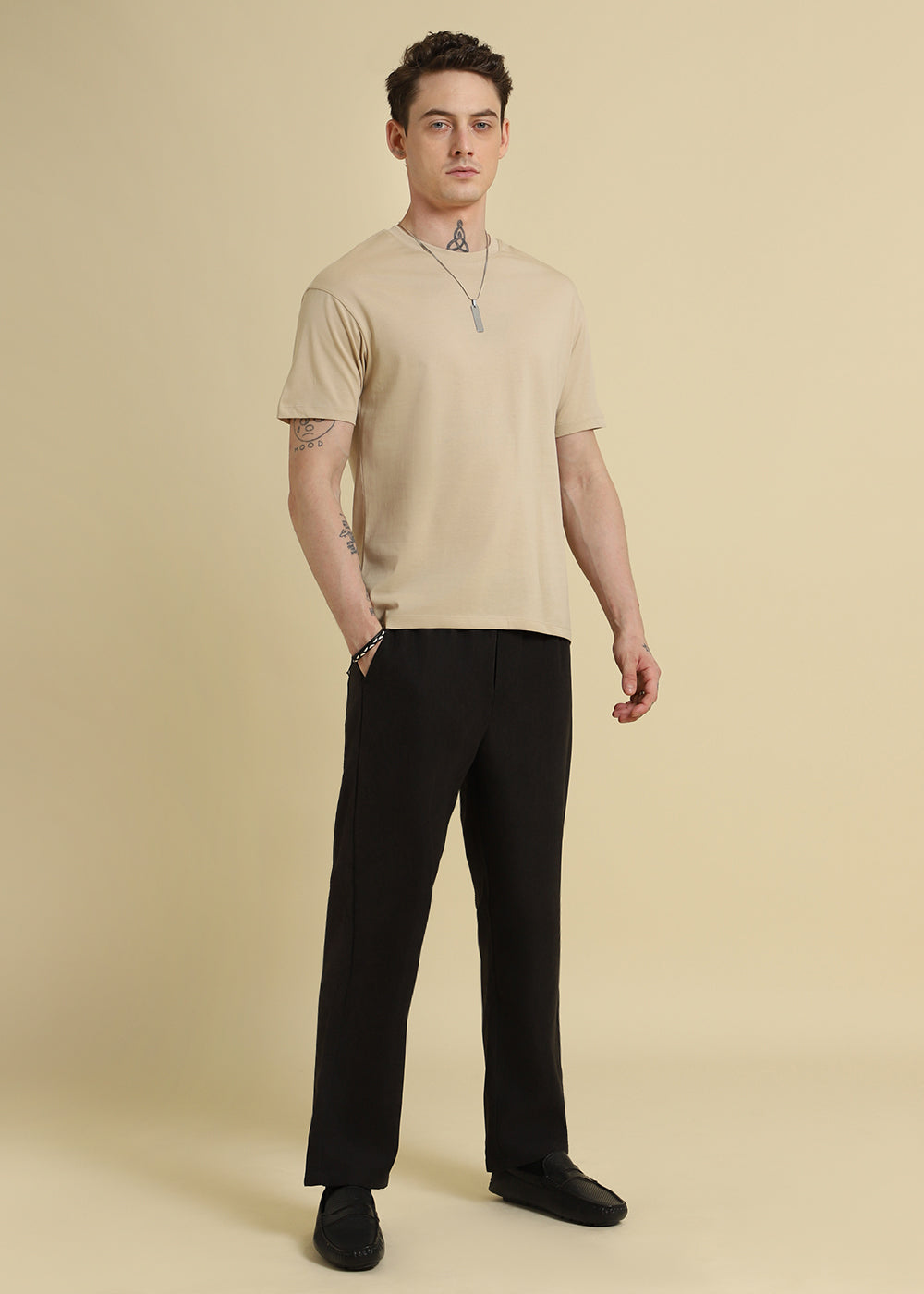 Beige Basic Regular Fit T-shirt