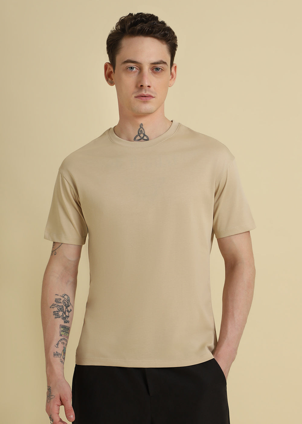 Beige Basic Regular Fit T-shirt