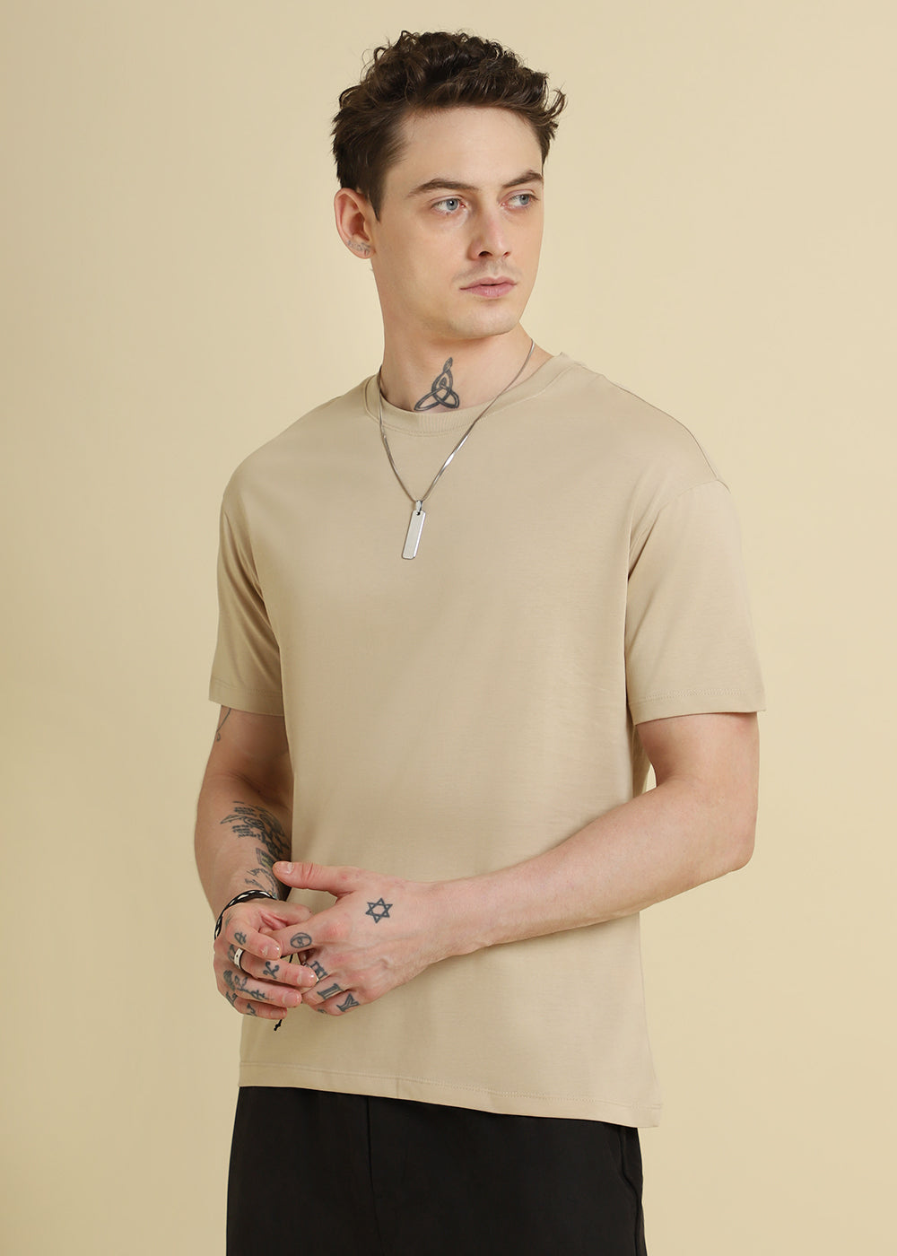 Beige Basic Regular Fit T-shirt