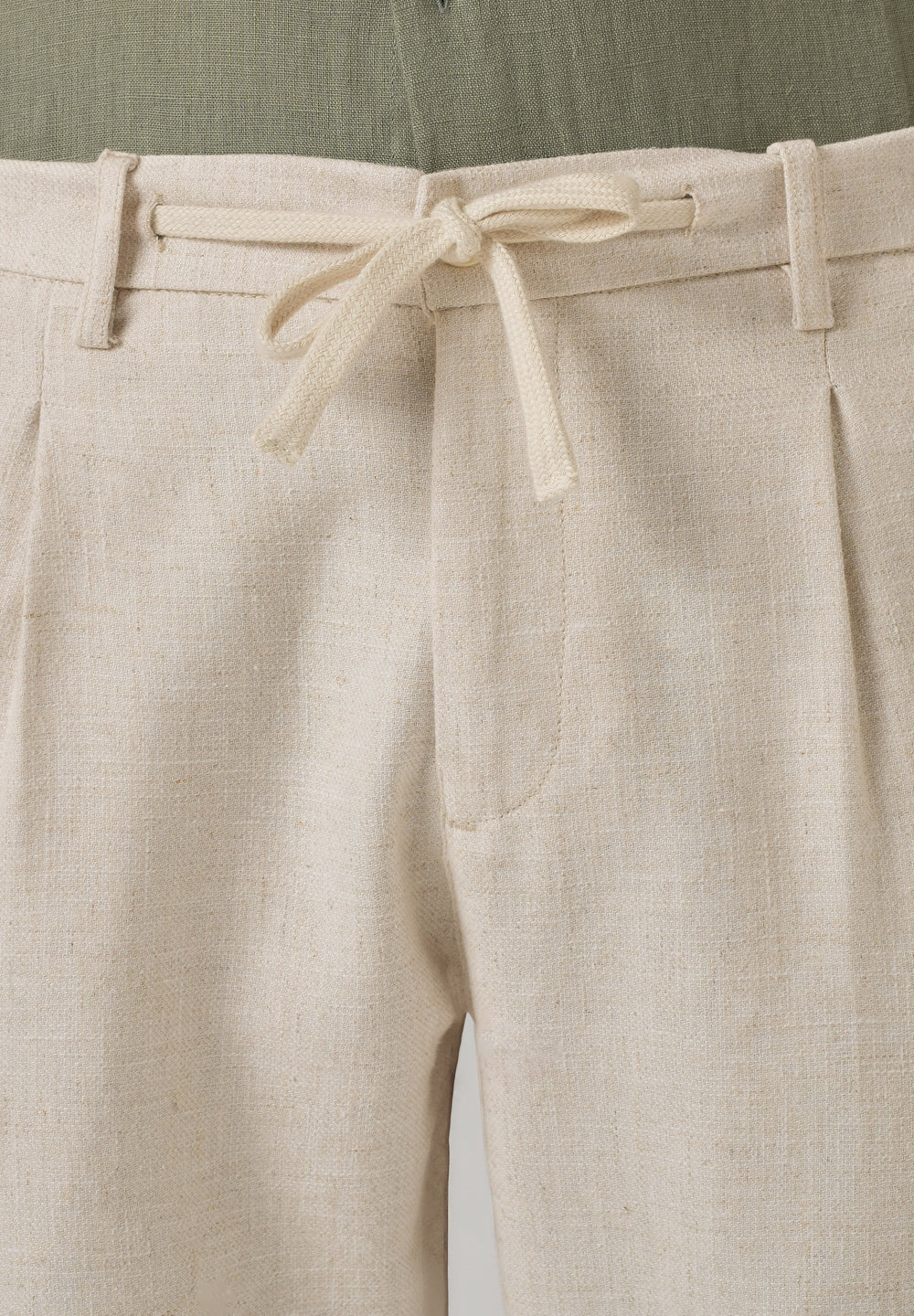 Beige Blended Linen Pant