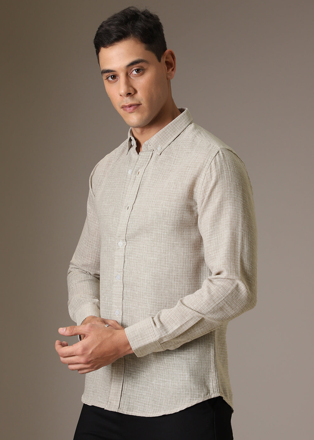 Beige Blended Linen Shirt