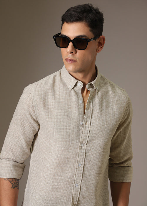 Beige Blended Linen Shirt