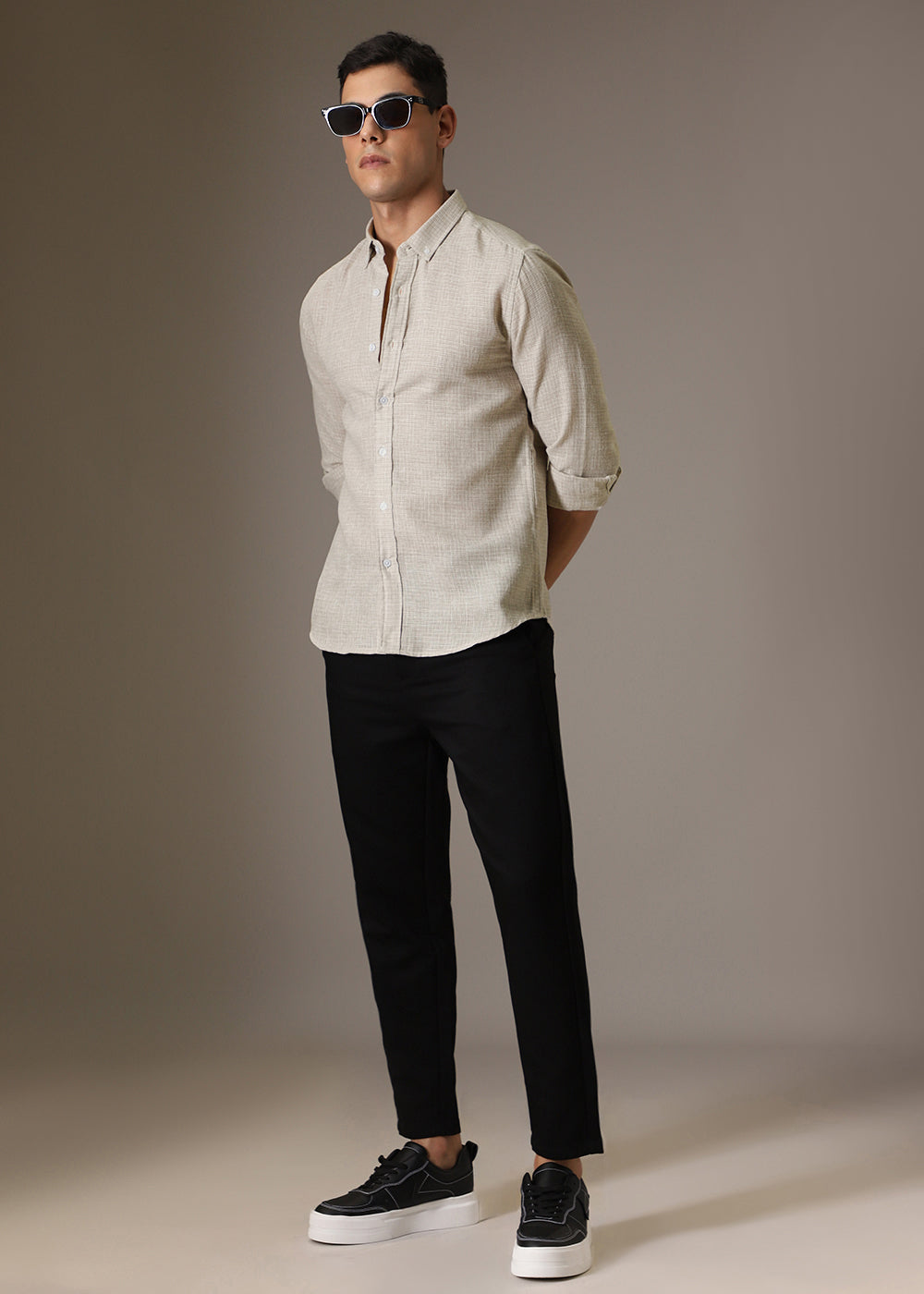 Beige Blended Linen Shirt