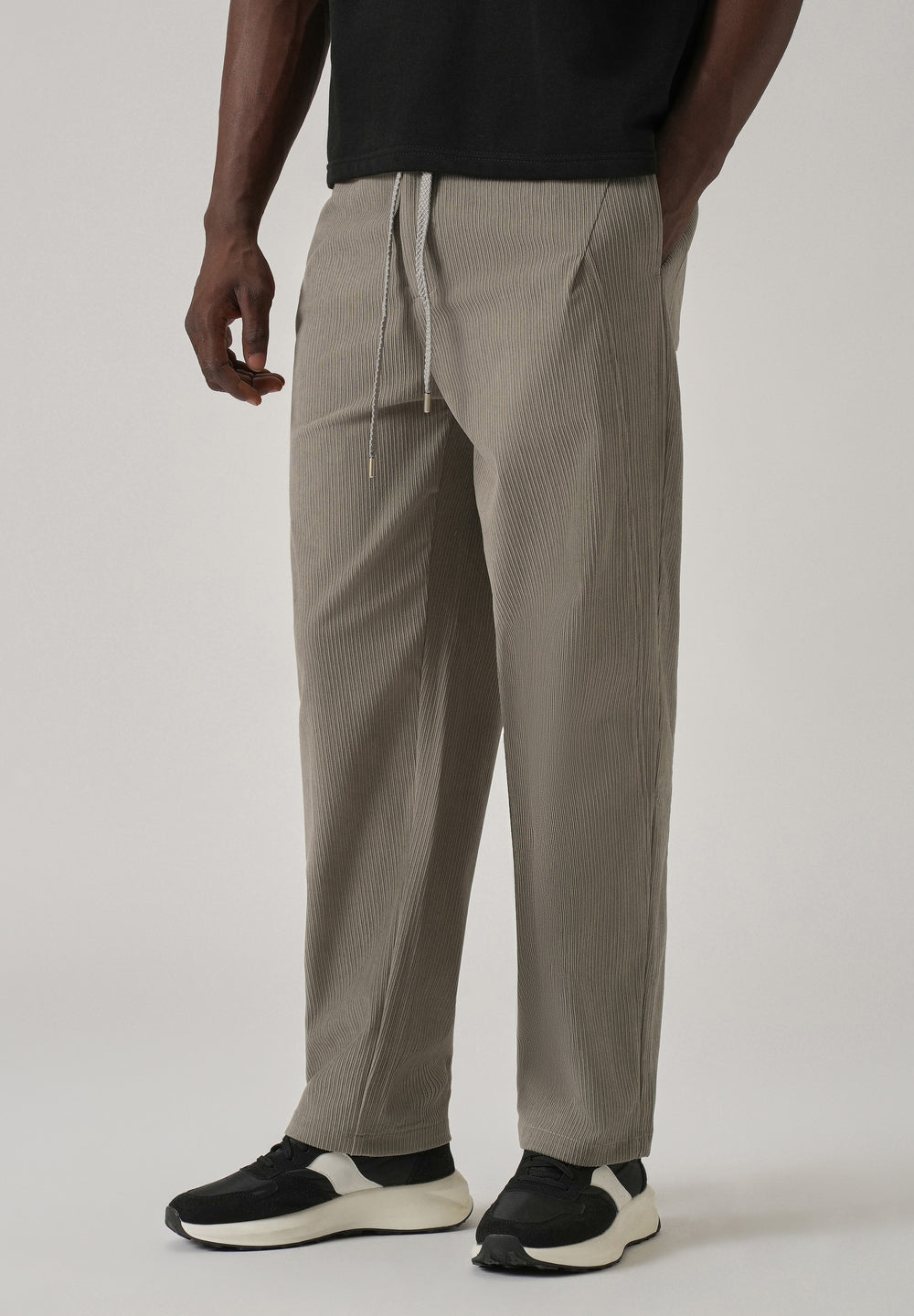 Beige Corduroy Drawstring Pant