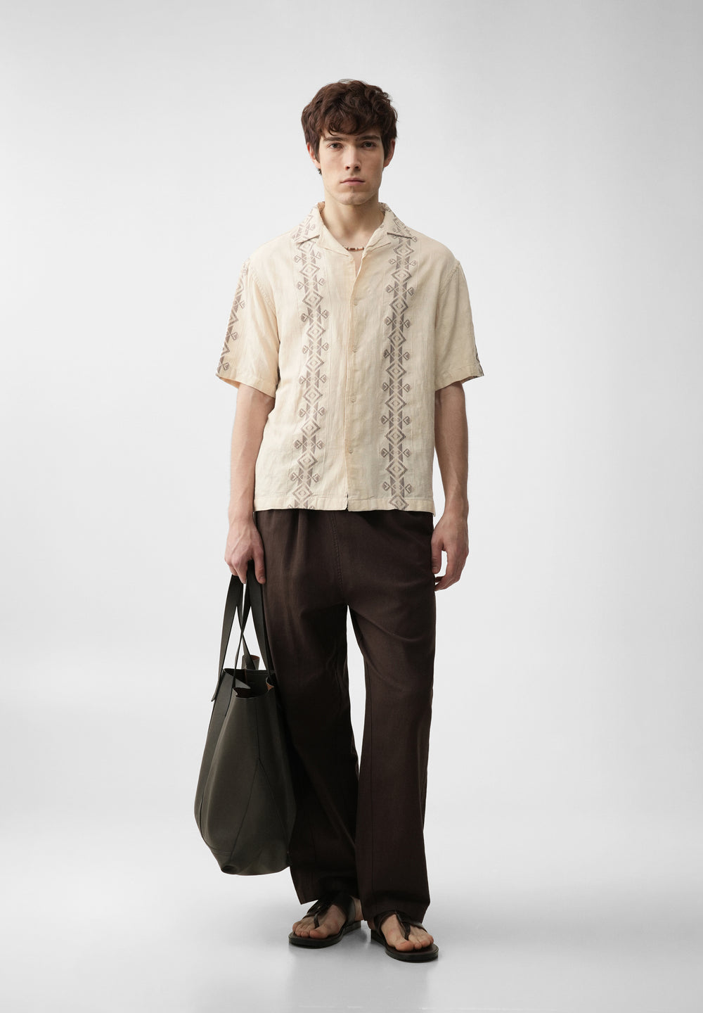 Beige Cotton Jacquard Shirt