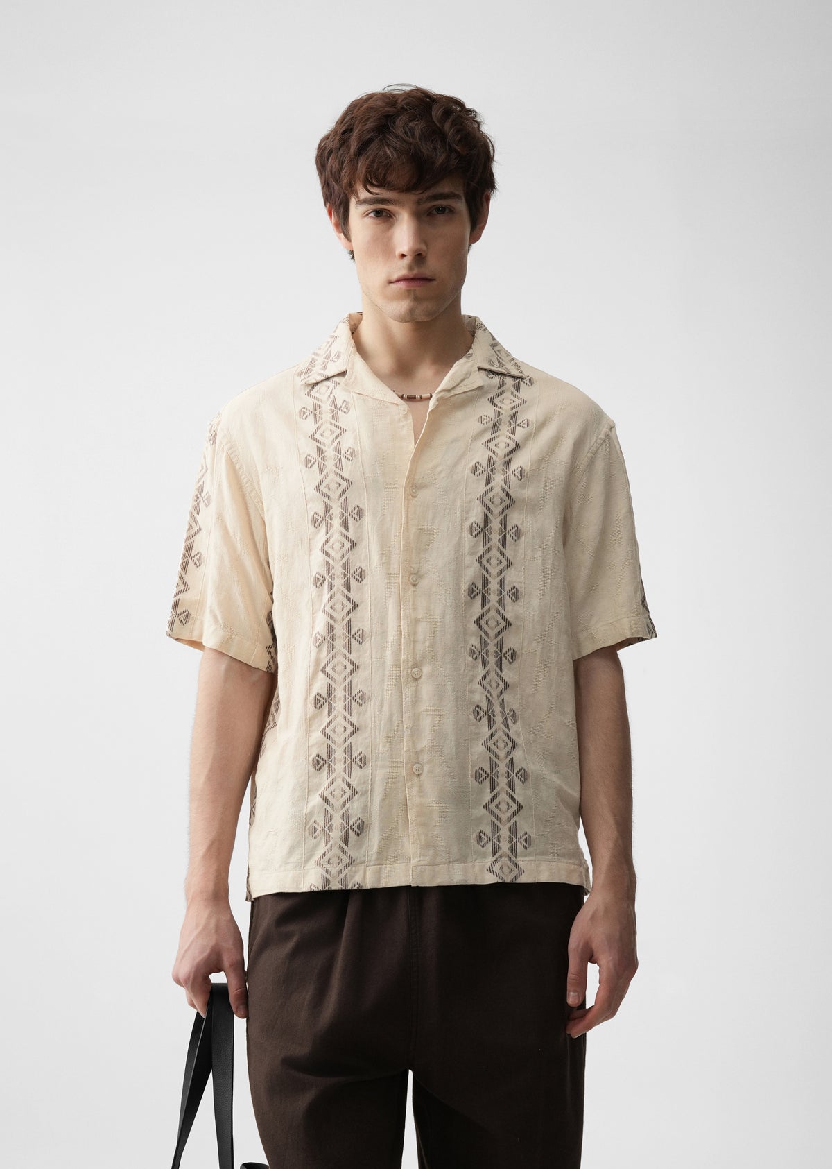 Beige Cotton Jacquard Shirt