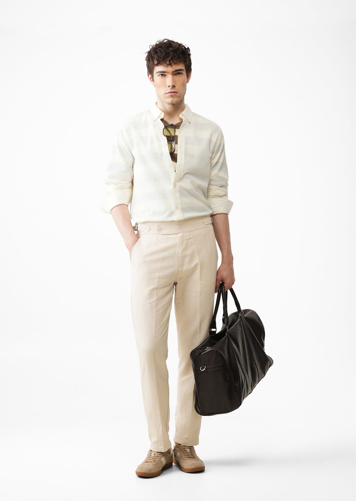 Beige Cotton Linen Gurkha Pant