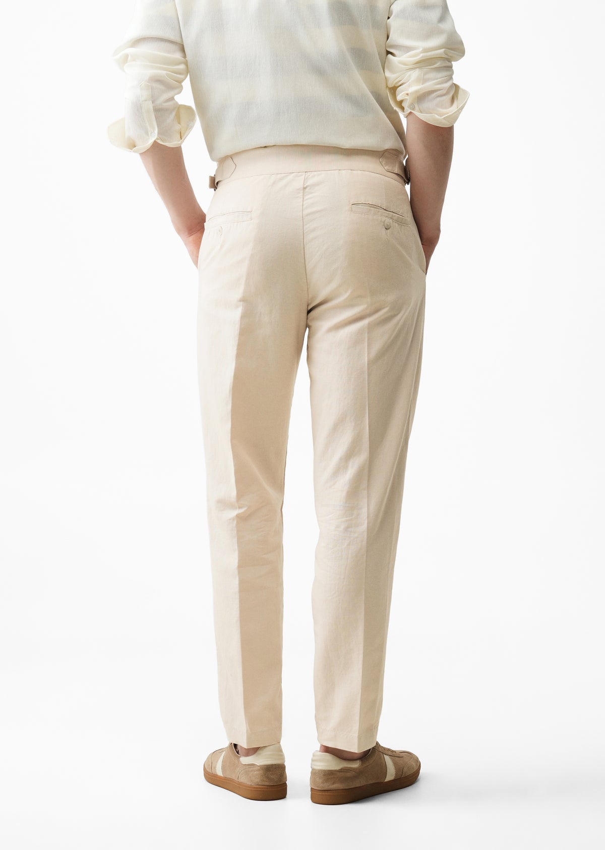 Beige Cotton Linen Gurkha Pant
