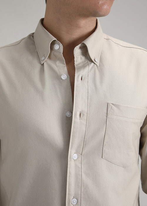 Beige Cotton Oxford Shirt