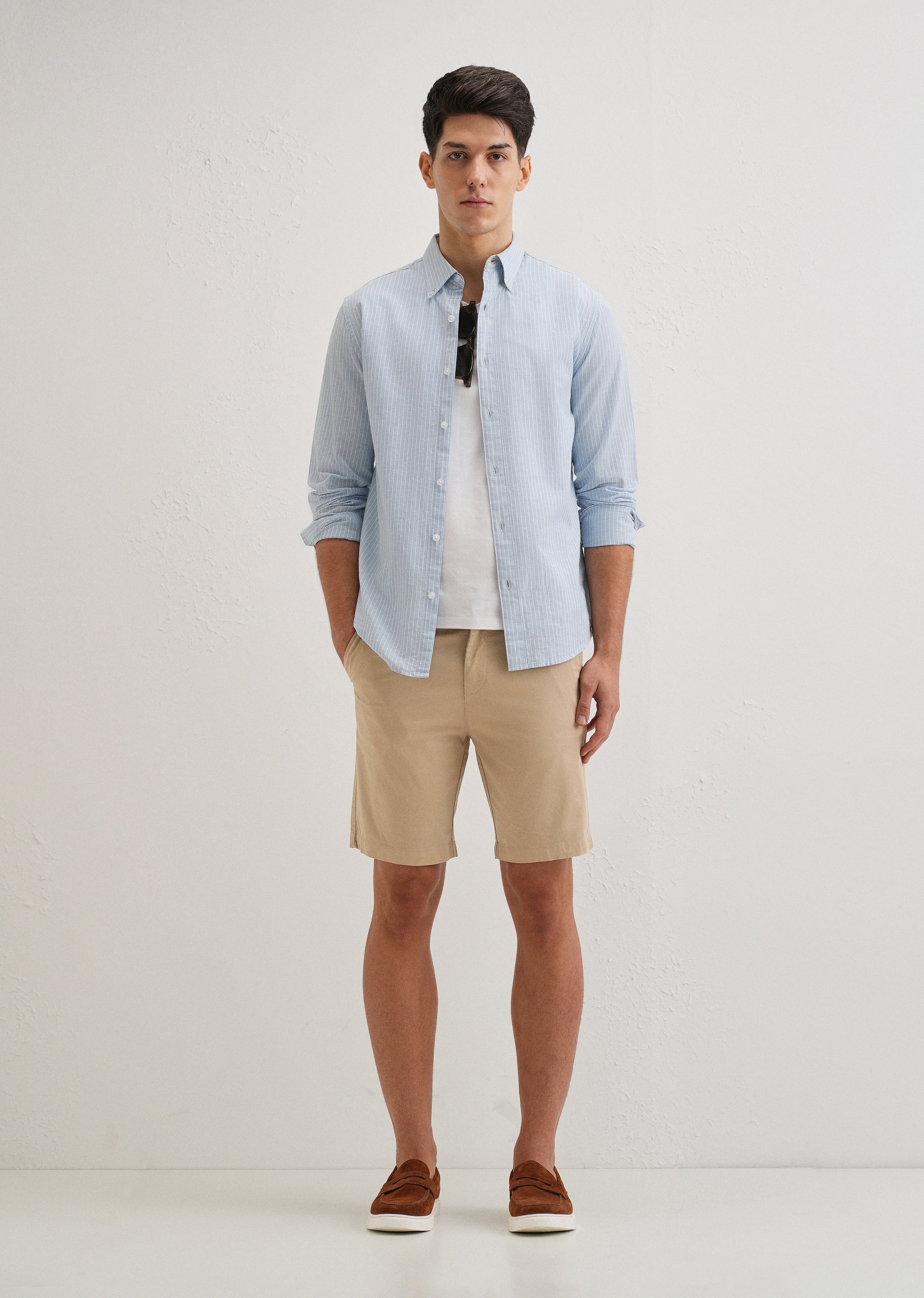 Beige Cotton Shorts