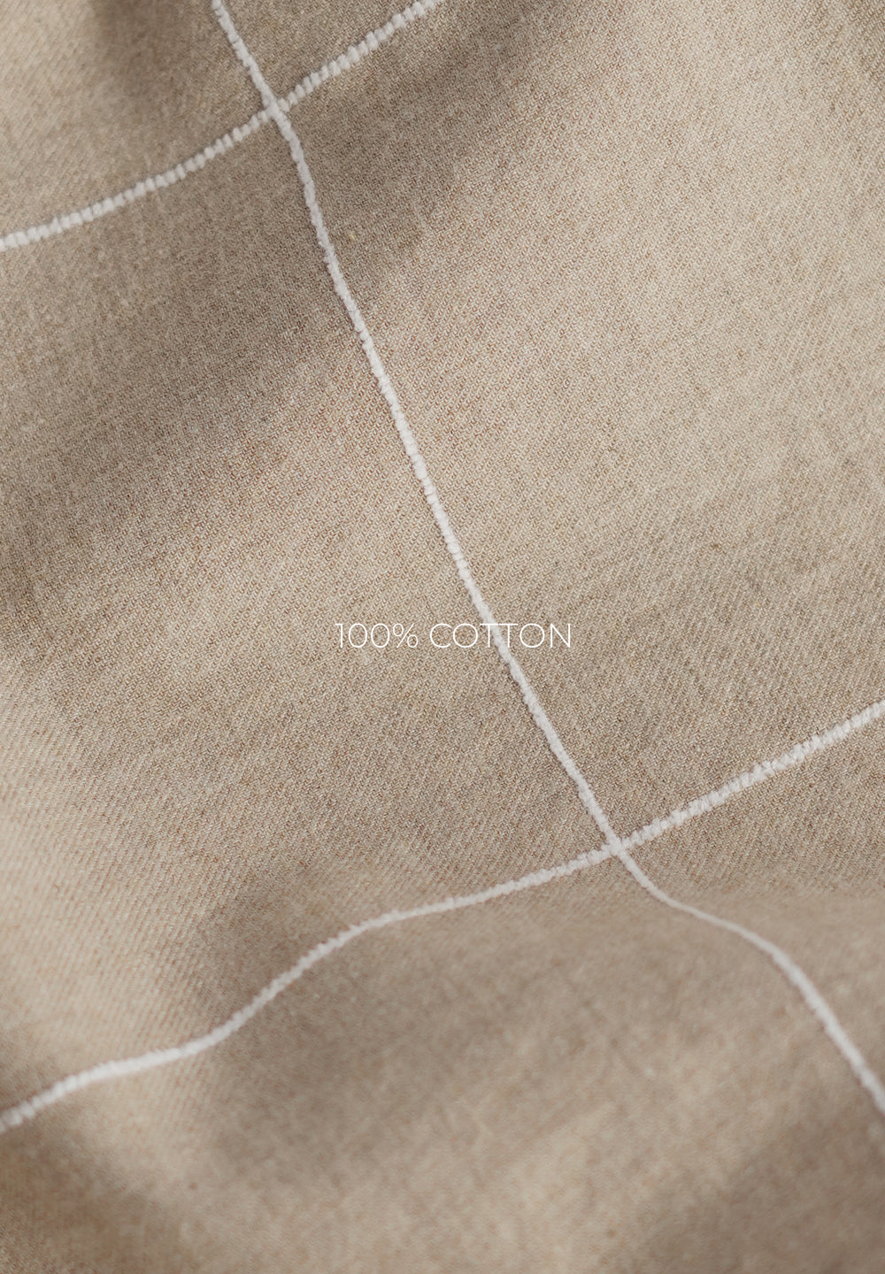 Beige Cotton Windowpane Check Shirt