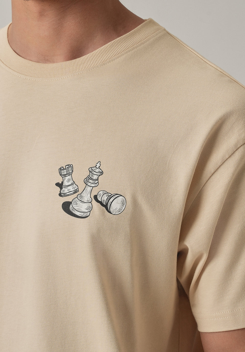 Beige Cream Back Printed Oversized T-Shirt