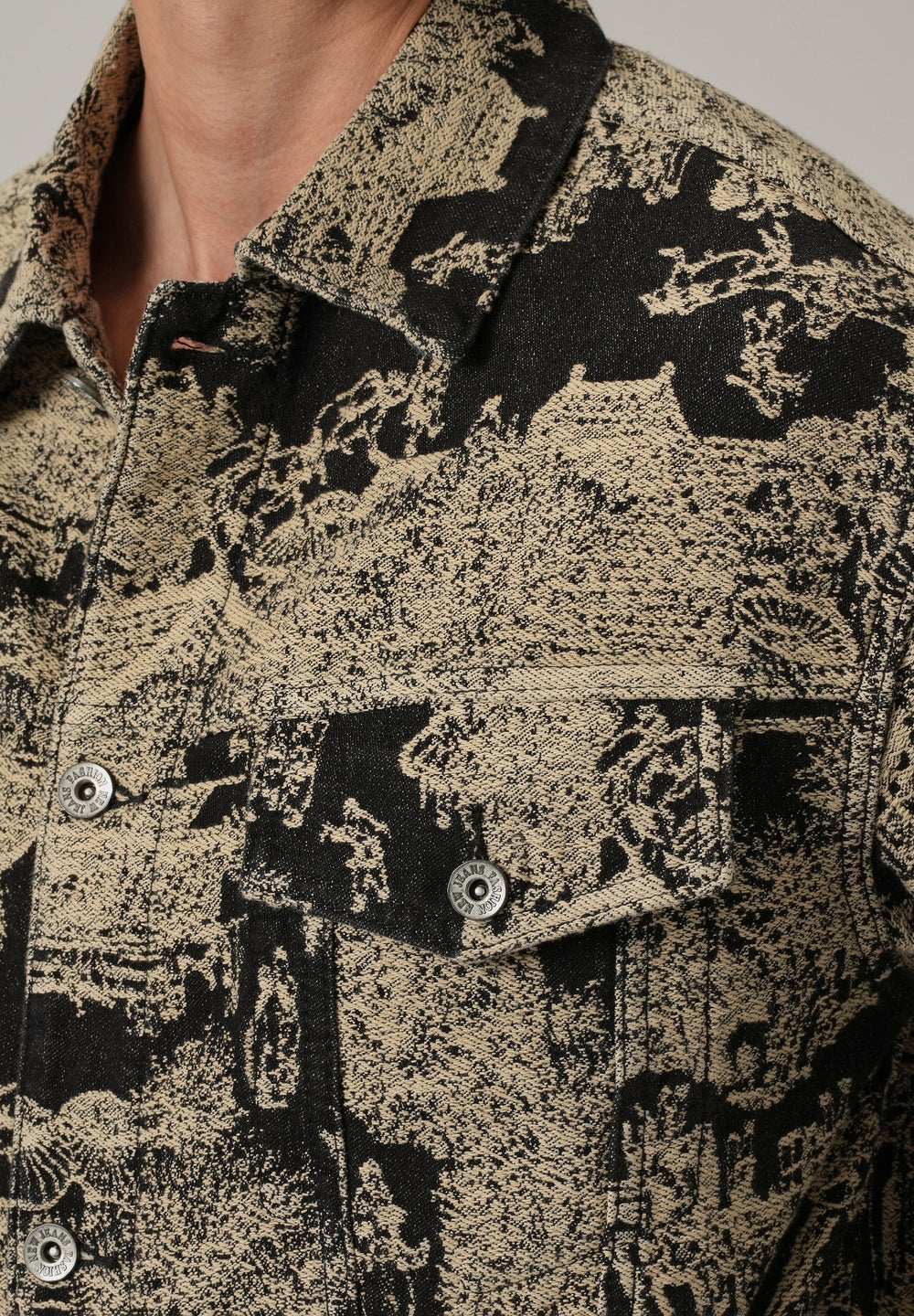 Beige Denim Jacquard Jacket