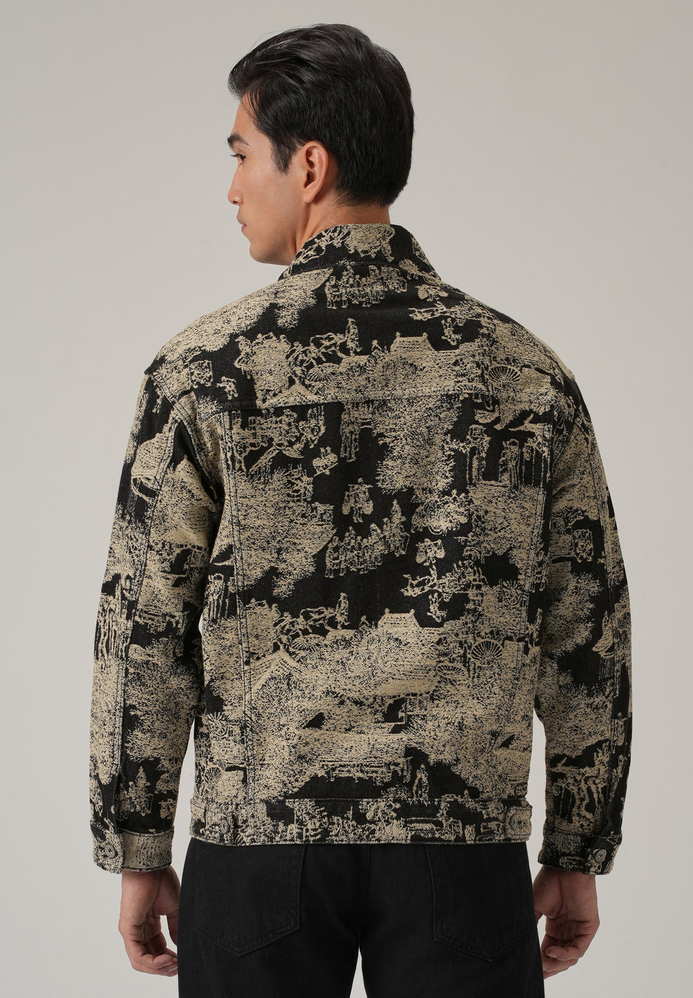 Beige Denim Jacquard Jacket