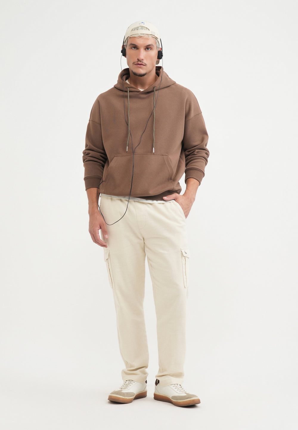 Beige Elasticated Relaxed Fit Cargo Pant