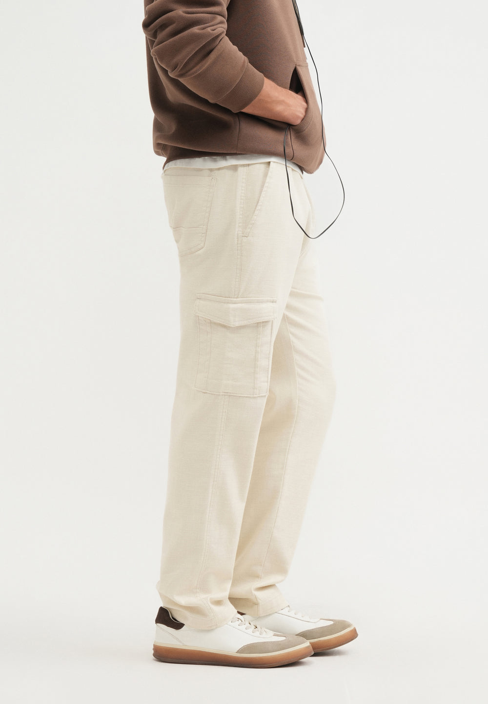 Beige Elasticated Relaxed Fit Cargo Pant