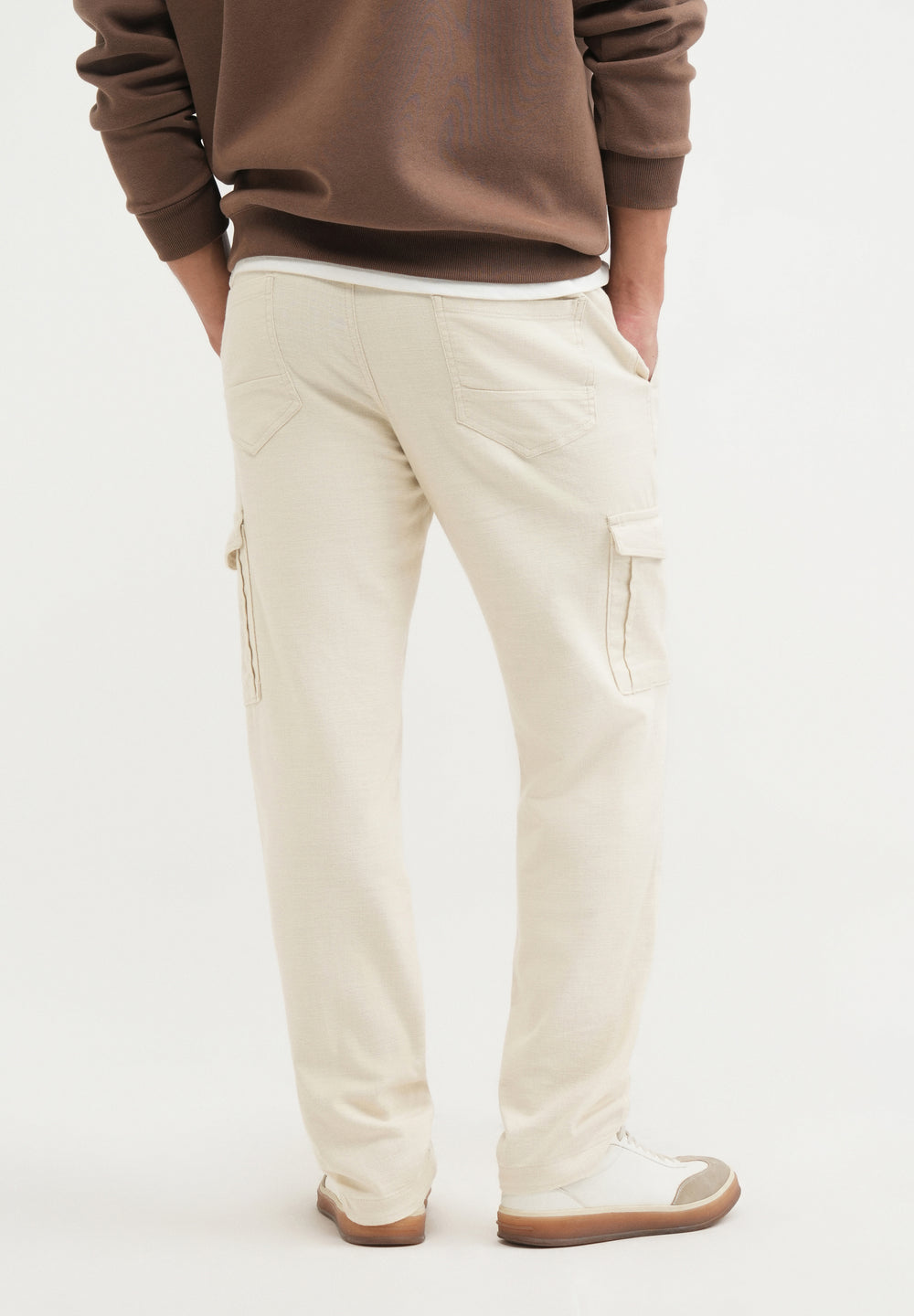 Beige Elasticated Relaxed Fit Cargo Pant
