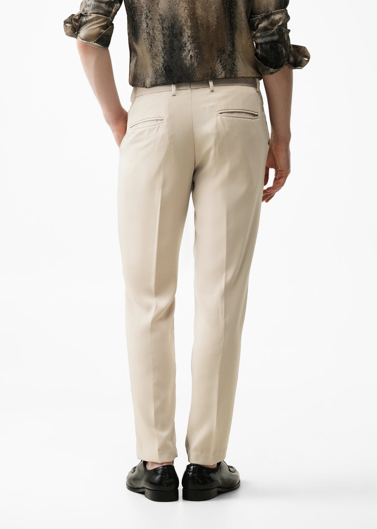 Beige Flex Waist Slim Fit Trouser