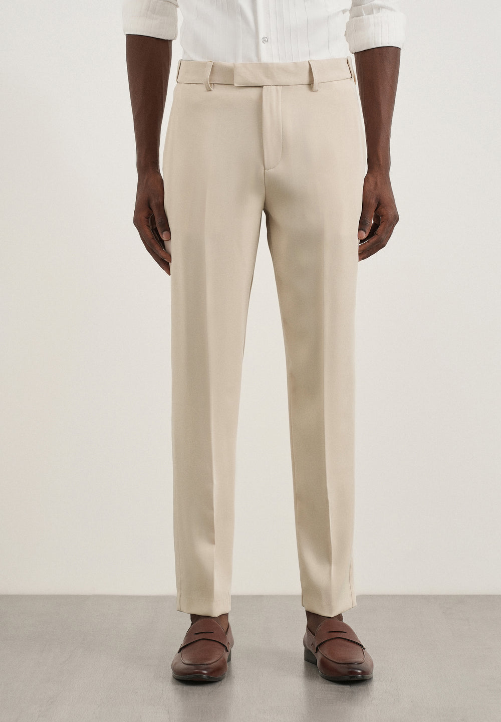Ecru Flex Waist Slim Fit Trouser