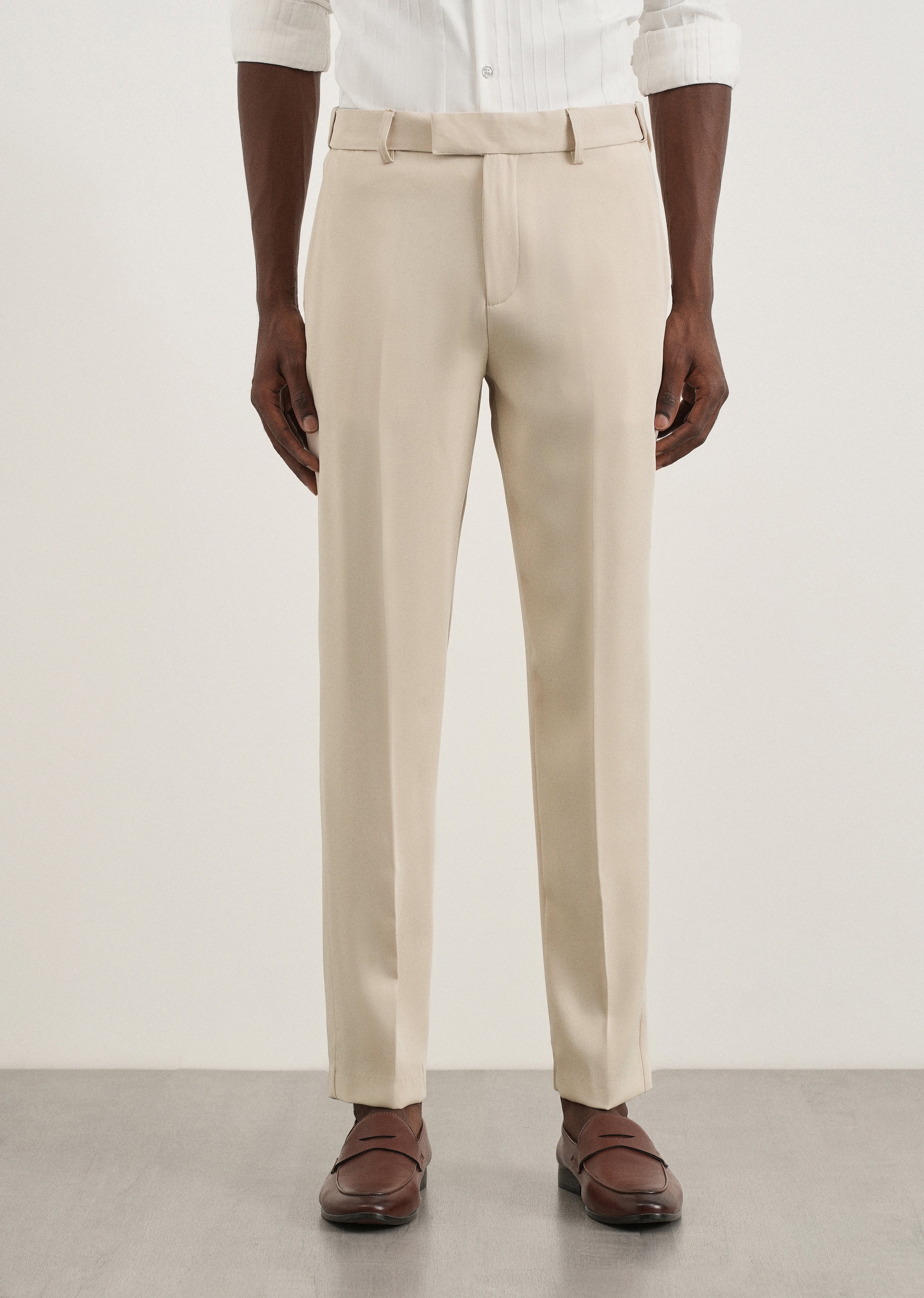 Ecru Flex Waist Slim Fit Trouser
