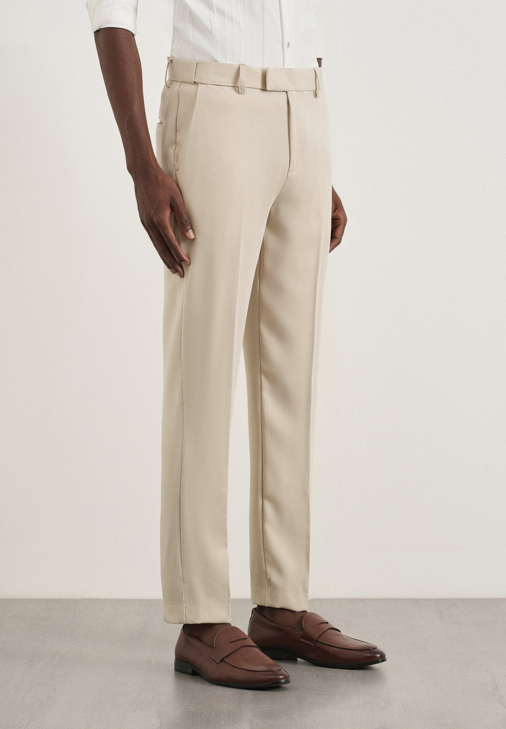 Ecru Flex Waist Slim Fit Trouser