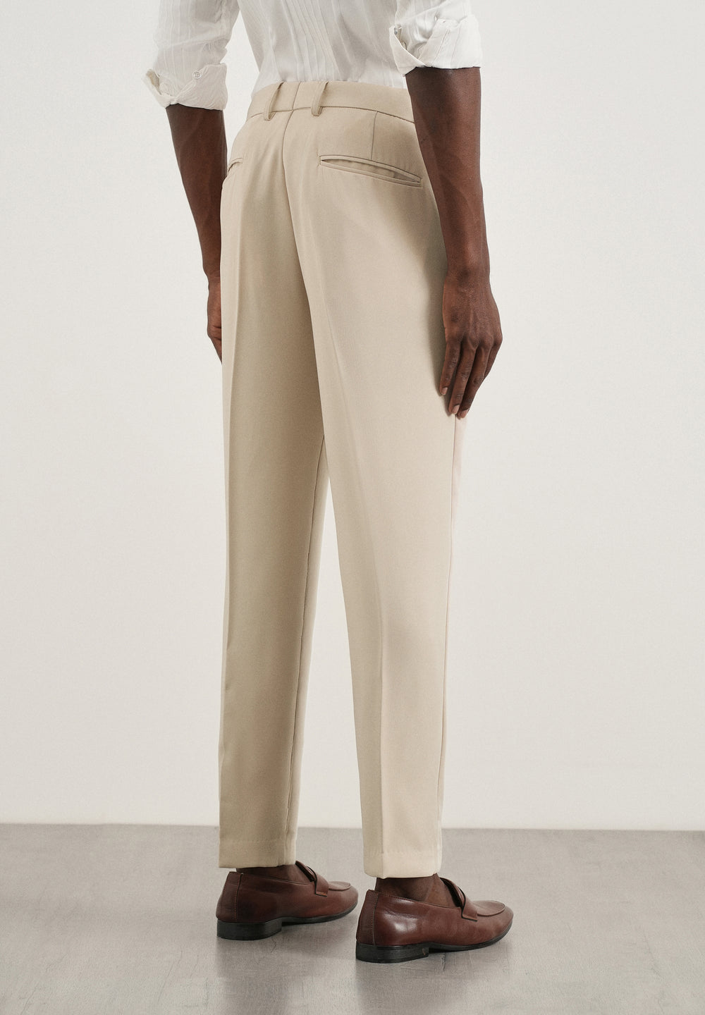 Ecru Flex Waist Slim Fit Trouser