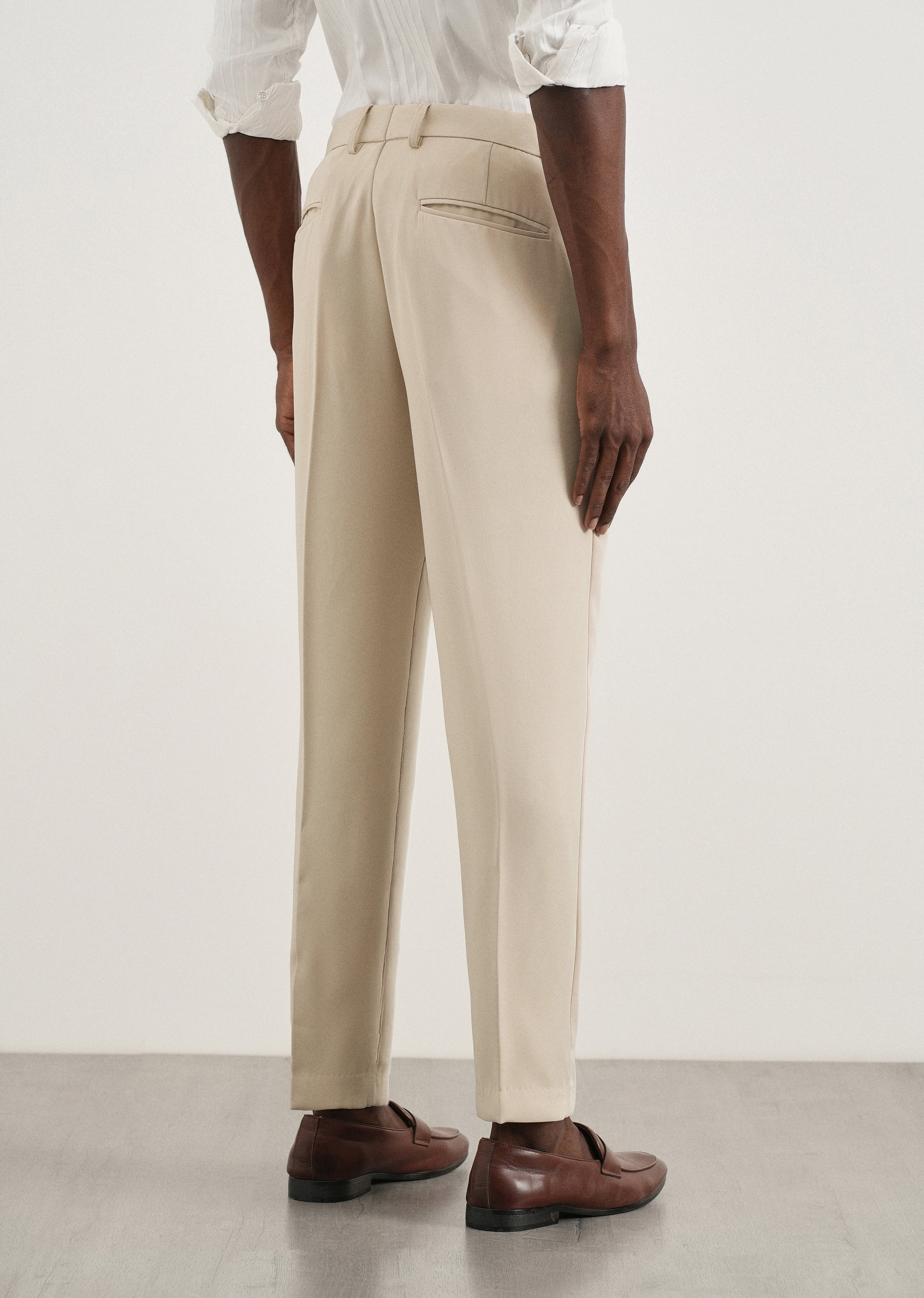 Ecru Flex Waist Slim Fit Trouser