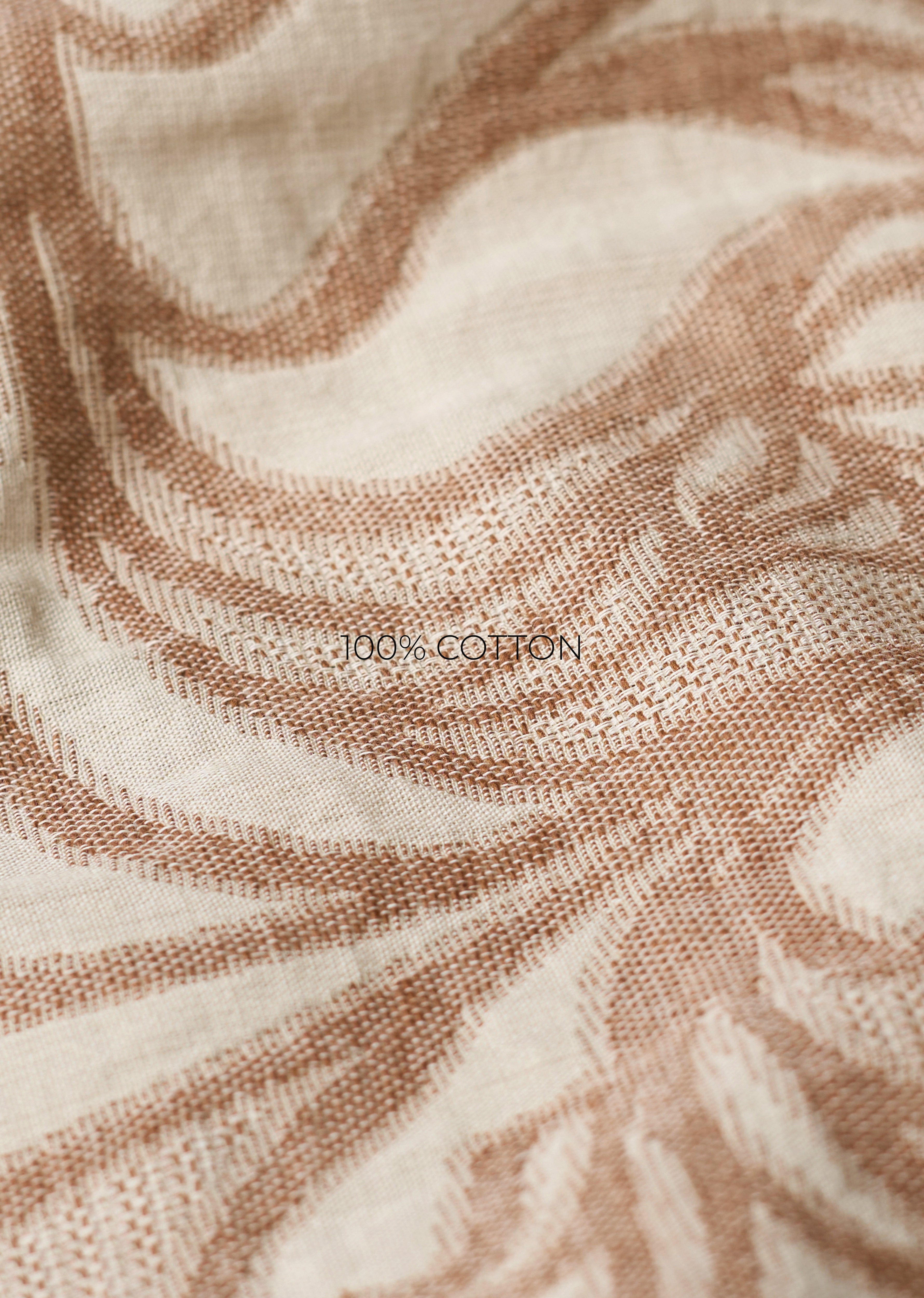 Beige Floral Jacquard Boxy Shirt