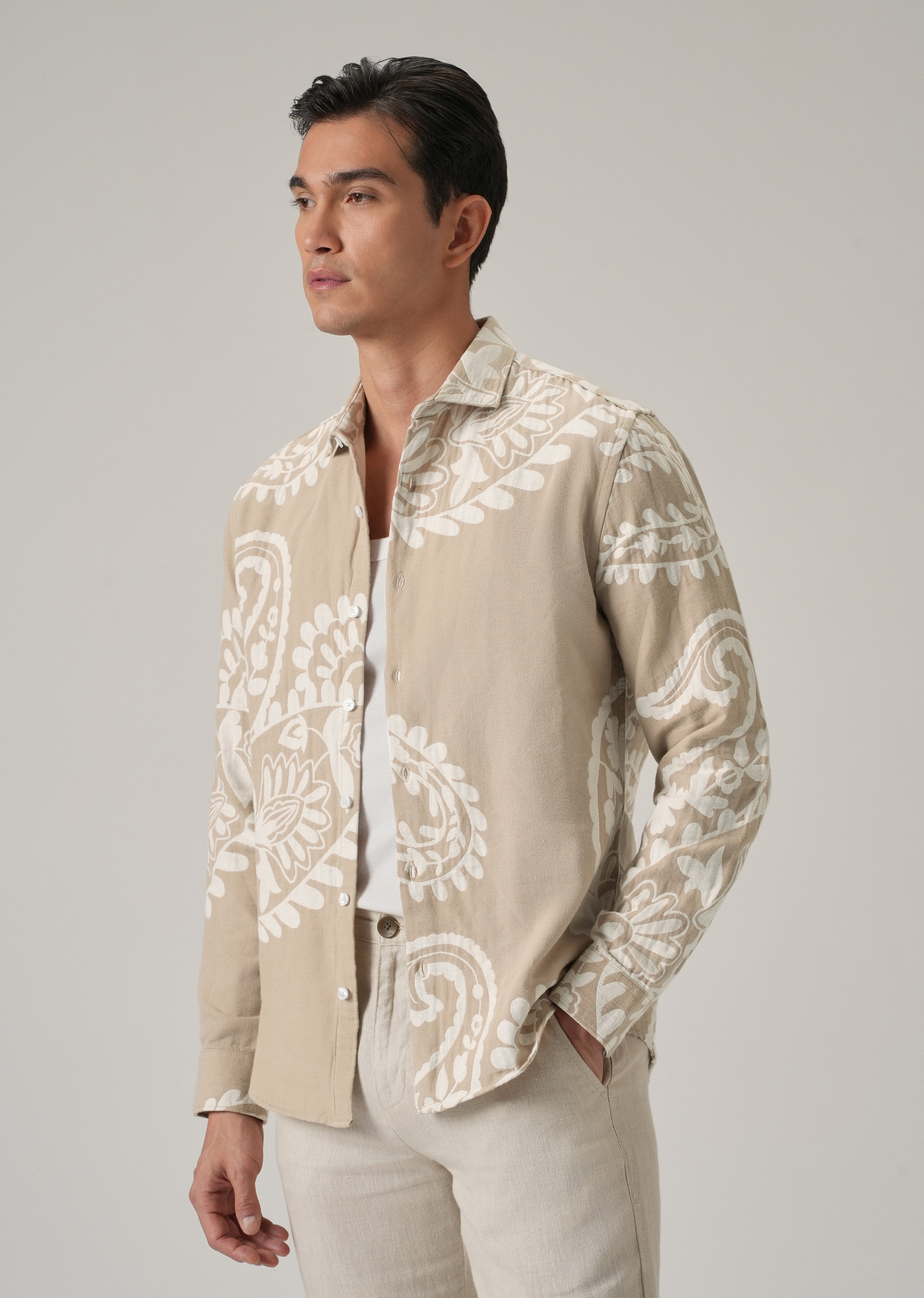 Beige Paisley Pattern Shirt