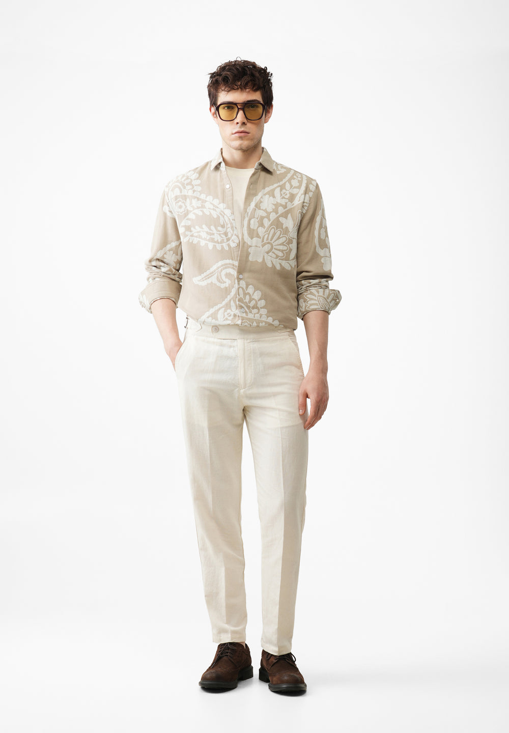 Beige Paisley Pattern Shirt
