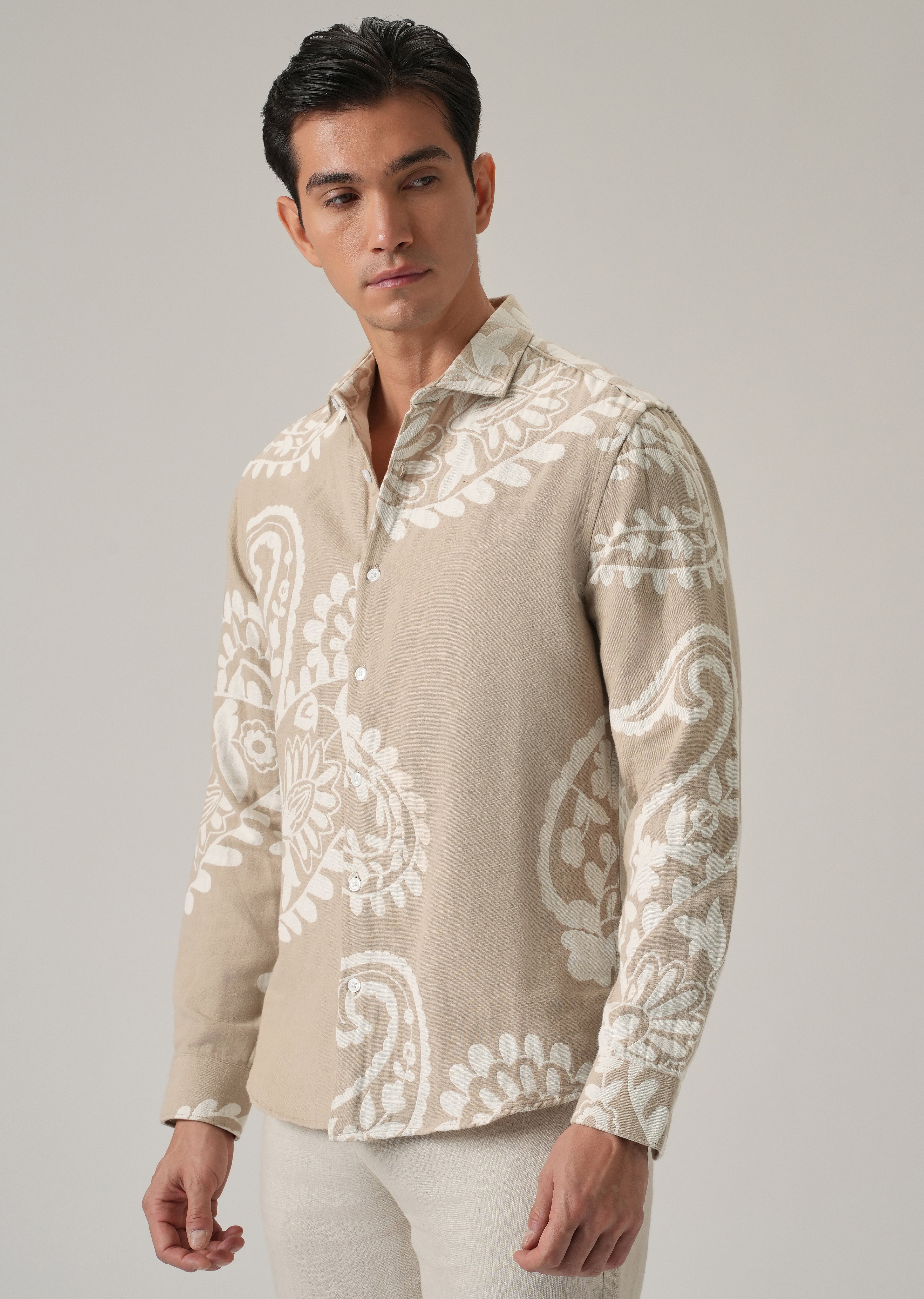 Beige Paisley Pattern Shirt