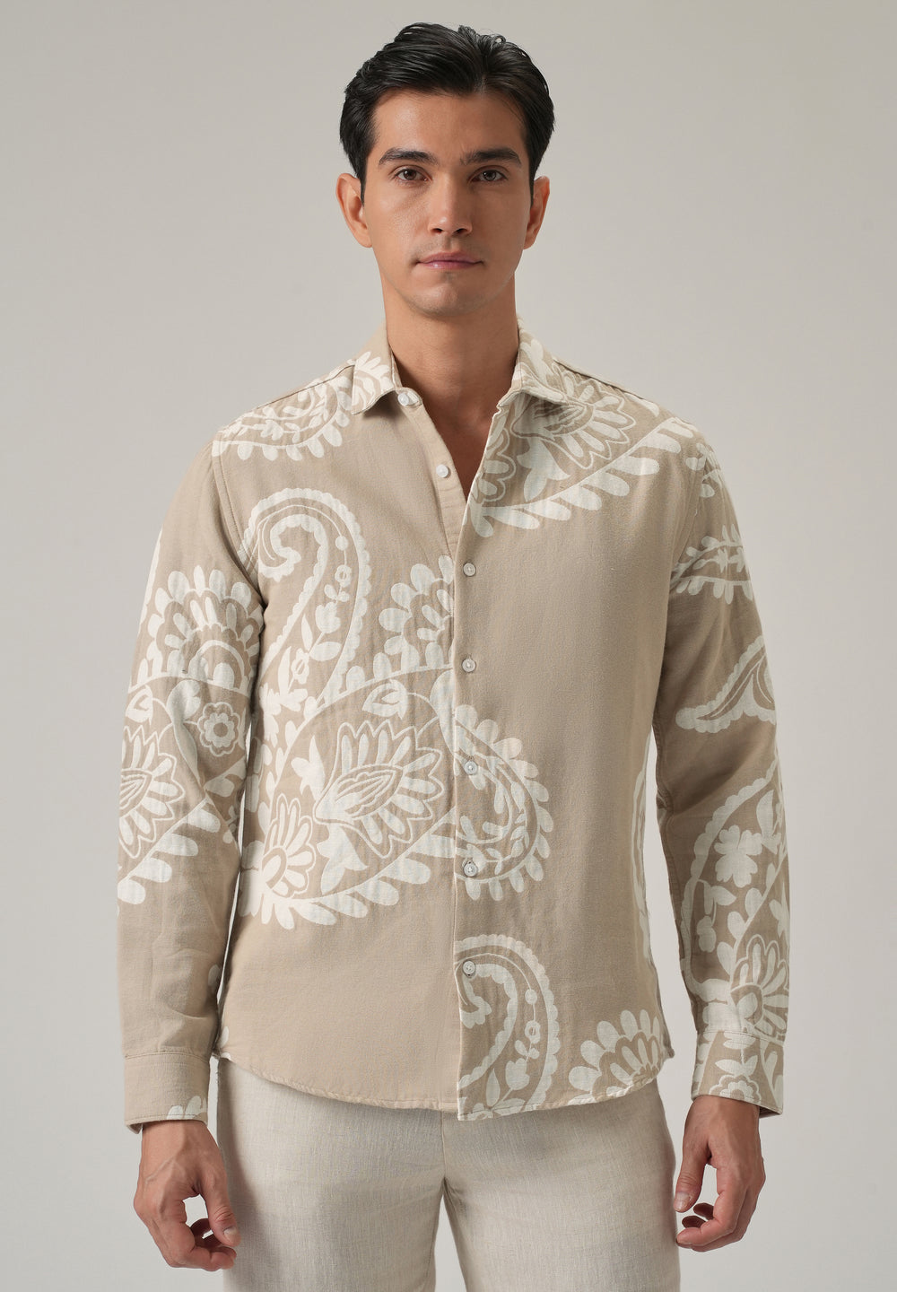 Beige Paisley Pattern Shirt