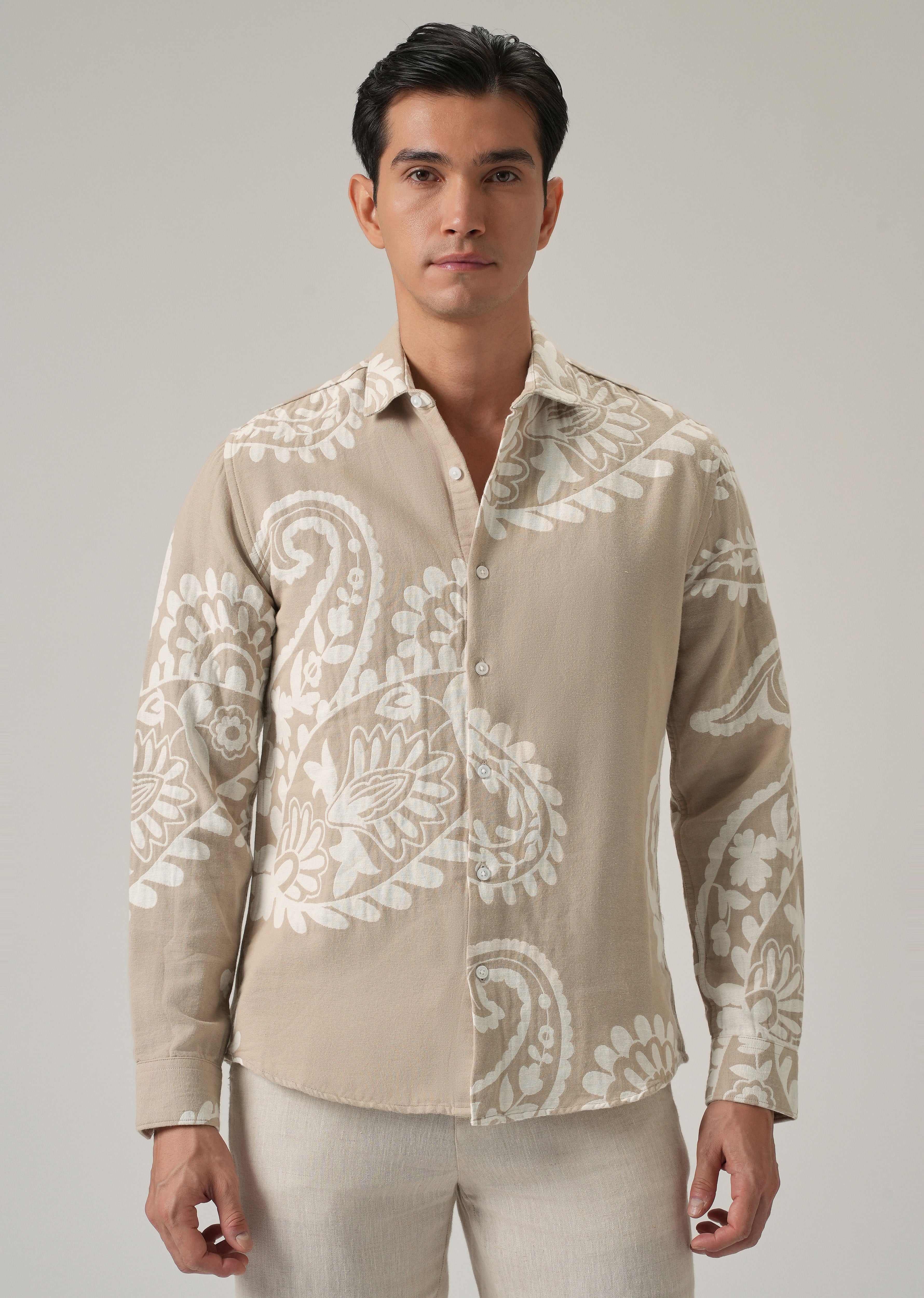 Beige Paisley Pattern Shirt