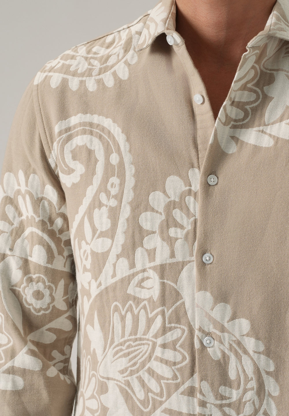 Beige Paisley Pattern Shirt