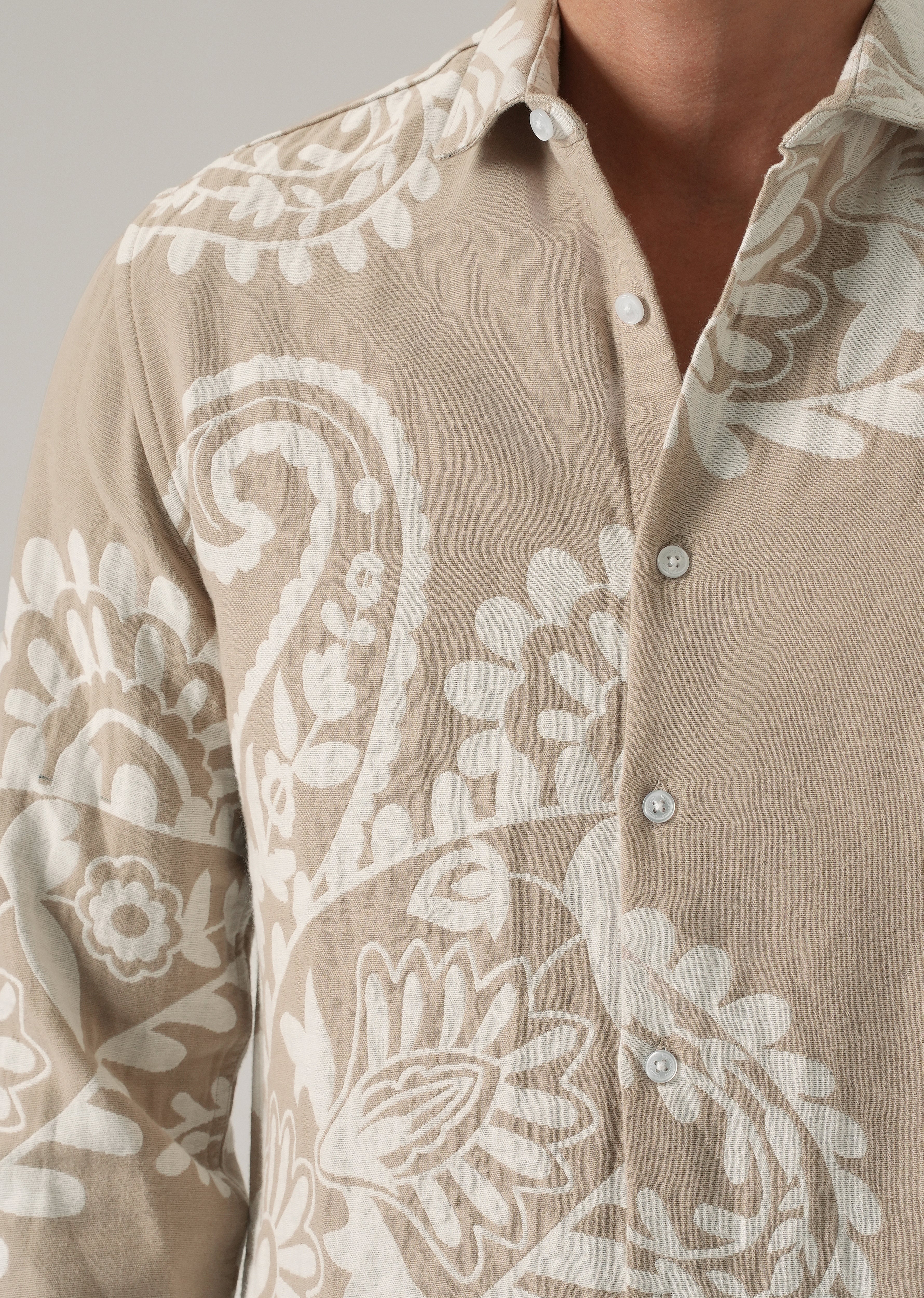 Beige Paisley Pattern Shirt