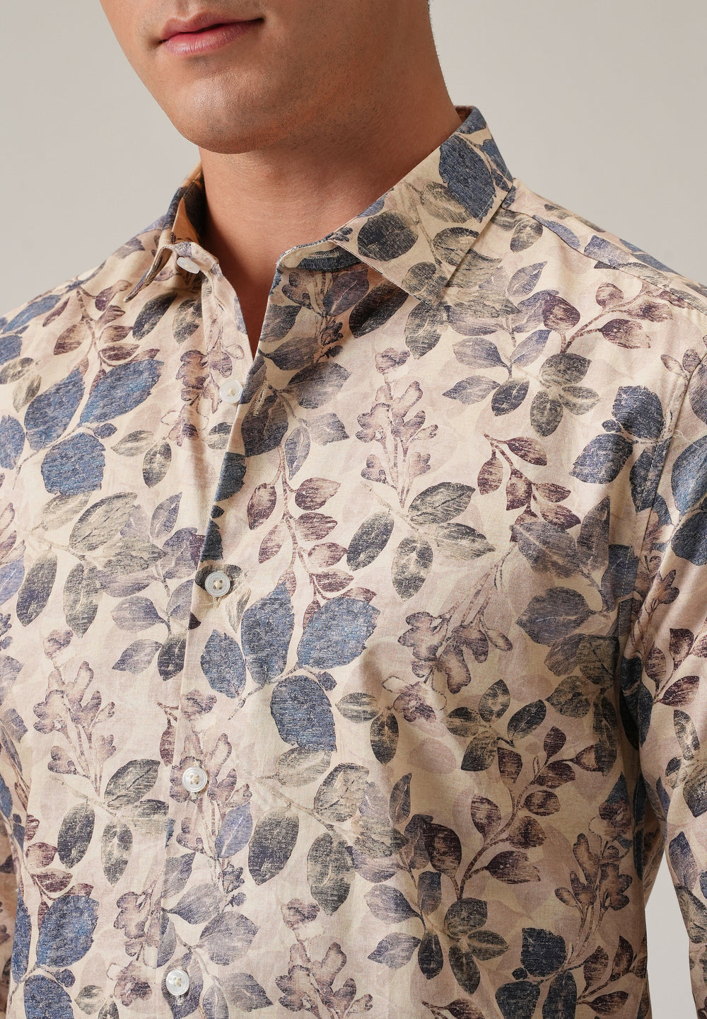 Beige Floral Print Shirt
