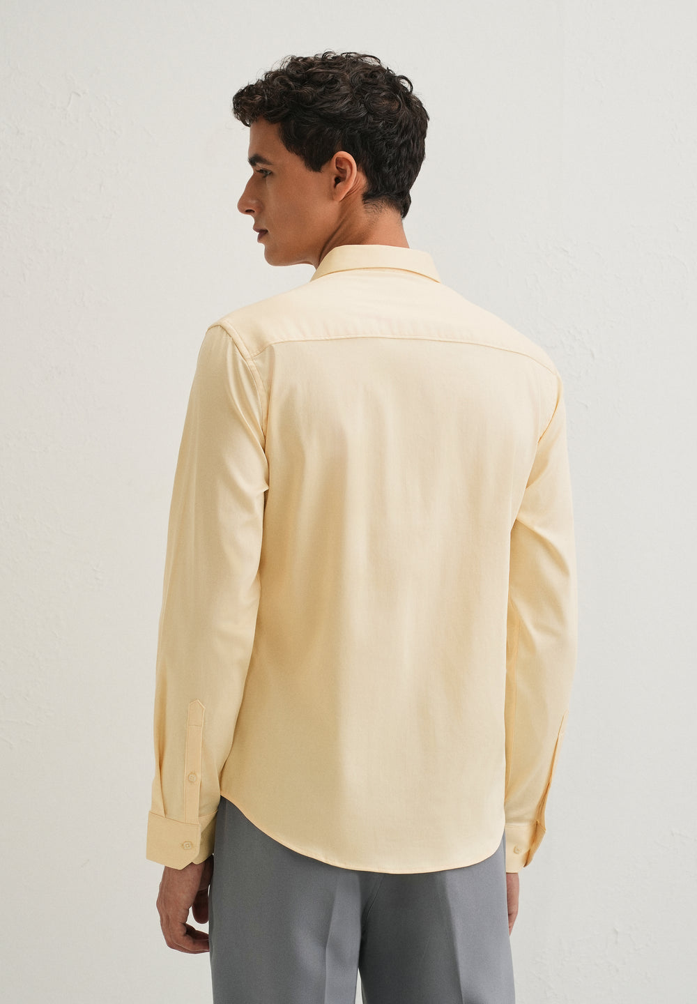 Beige Front Panel Open Pleat Shirt